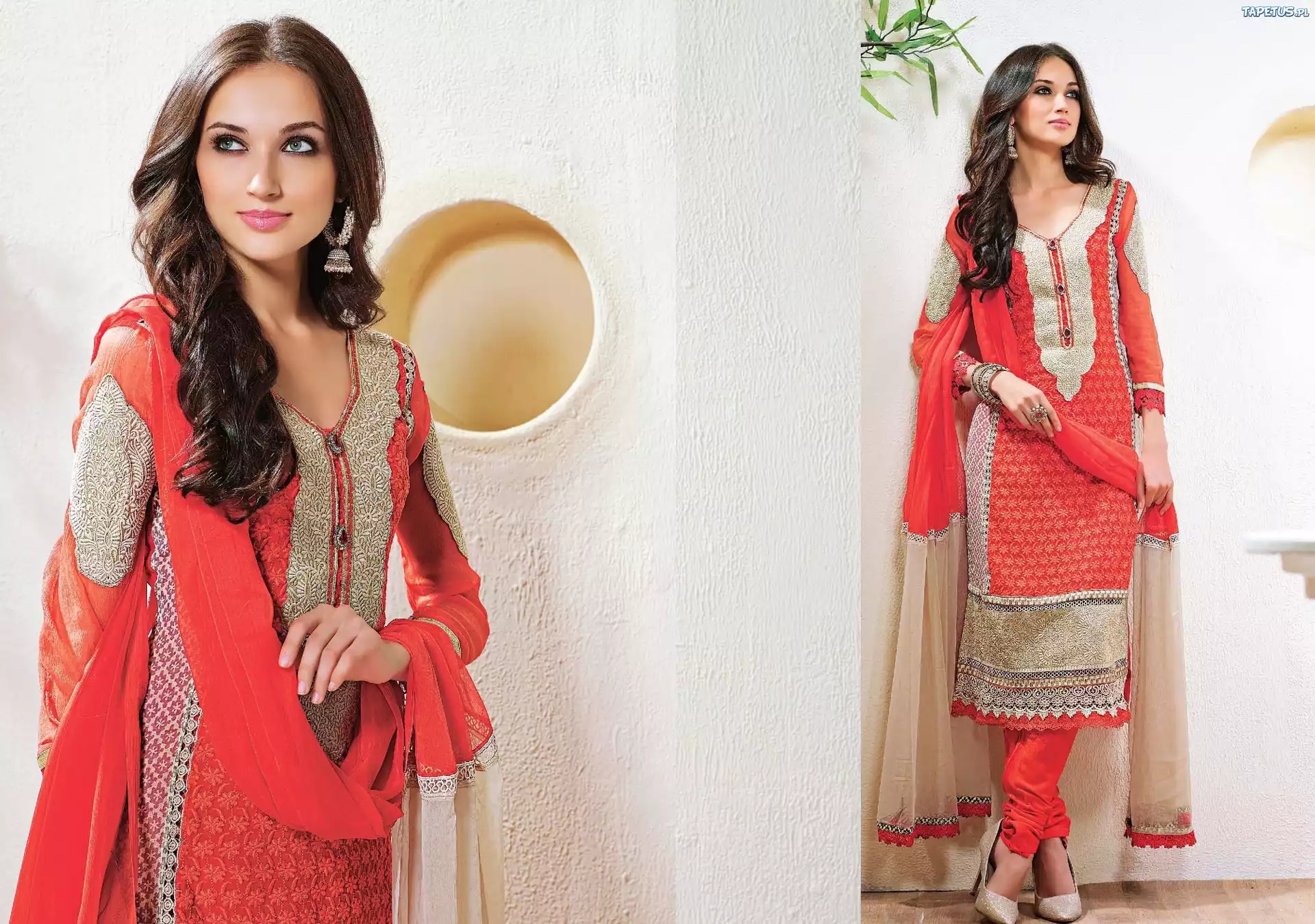 Kobieta, Strój, Salwar, Kameez Makijaż