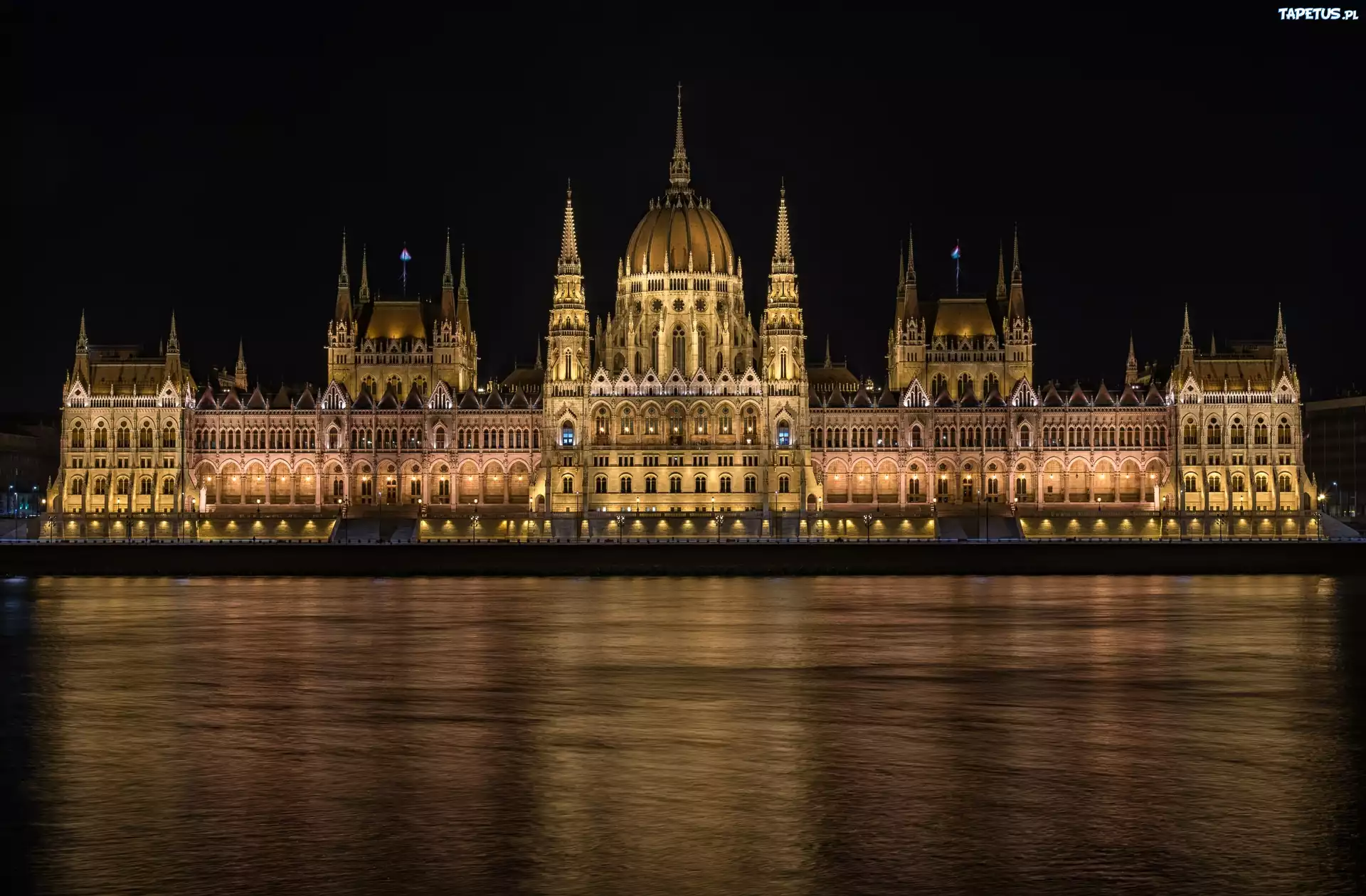 Węgry, Budapeszt, Parlament, Noc