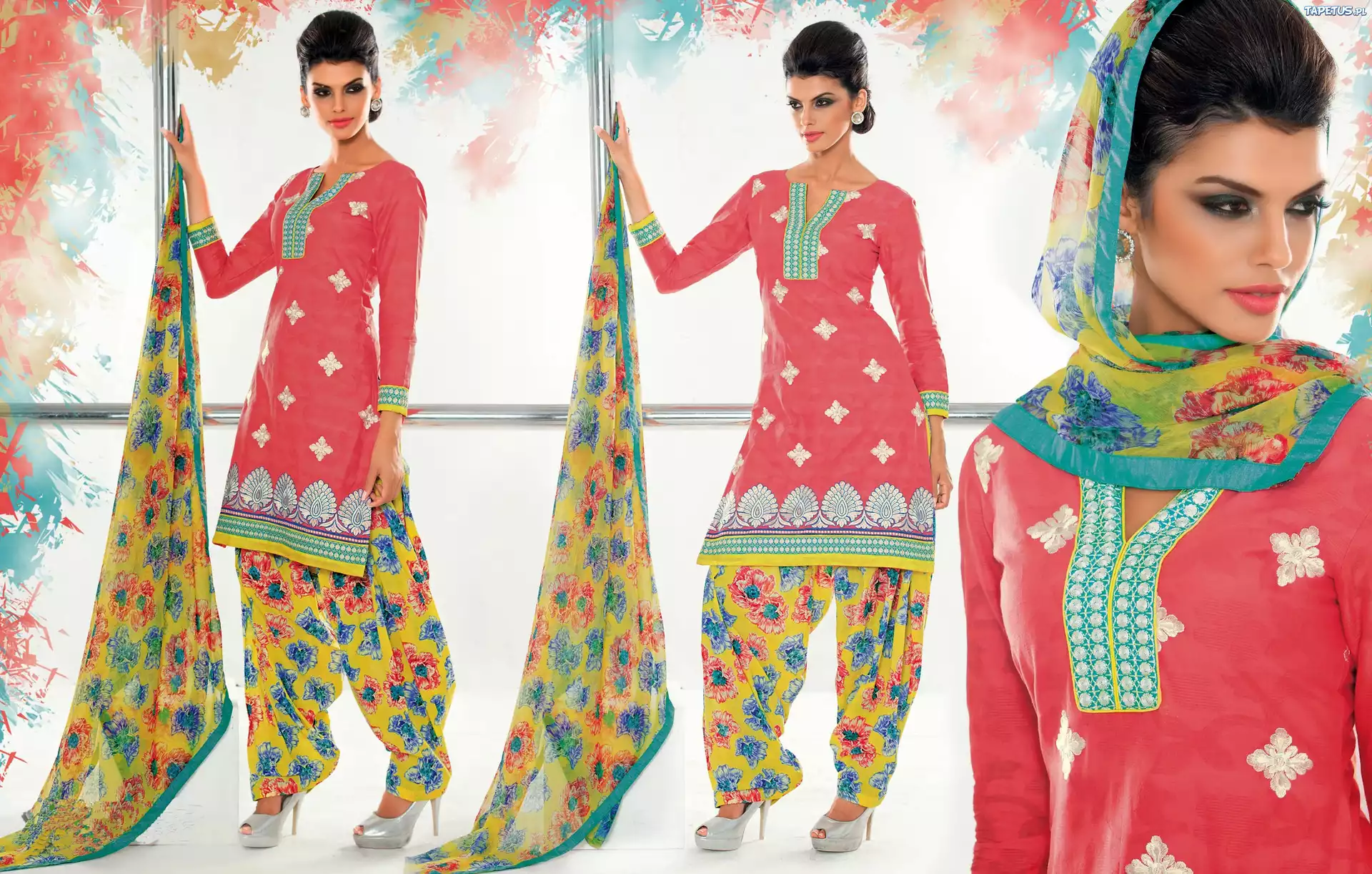 Kobieta, Strój, Salwar, Kameez, Makijaż