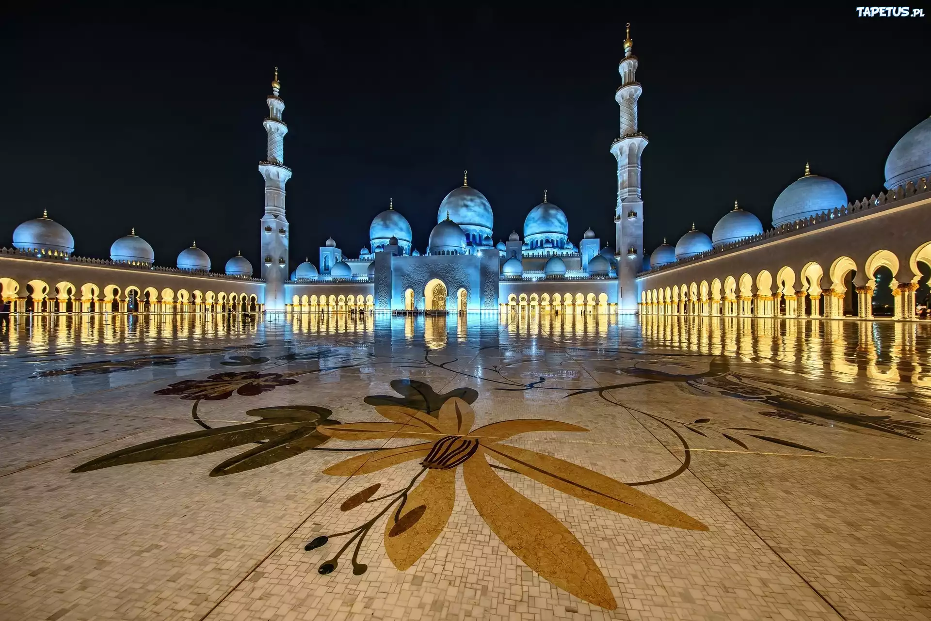 Oświetlony Meczet, Abu Dhabi, Zjednoczone Emiraty Arabskie