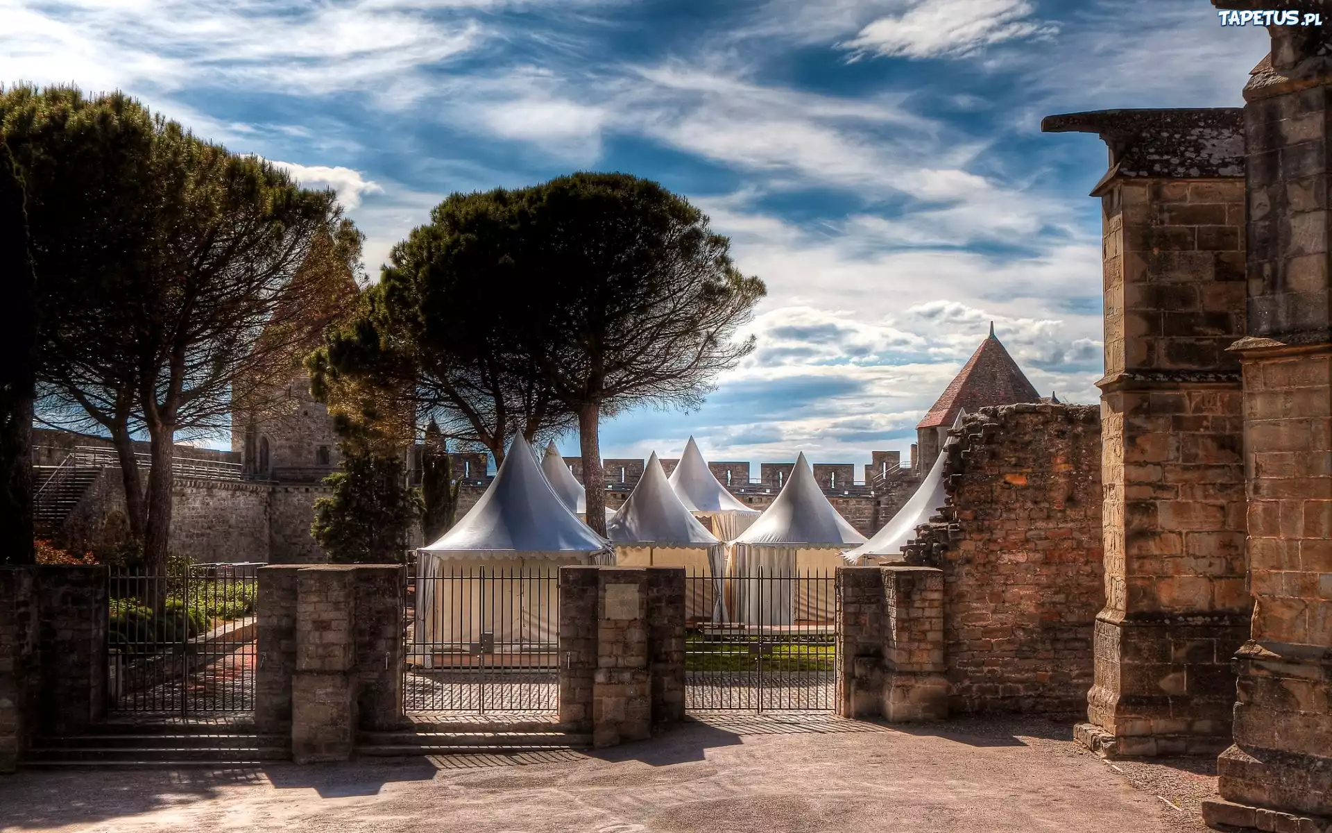 Francja, Carcassonne, Zamek, Mury, Obronne