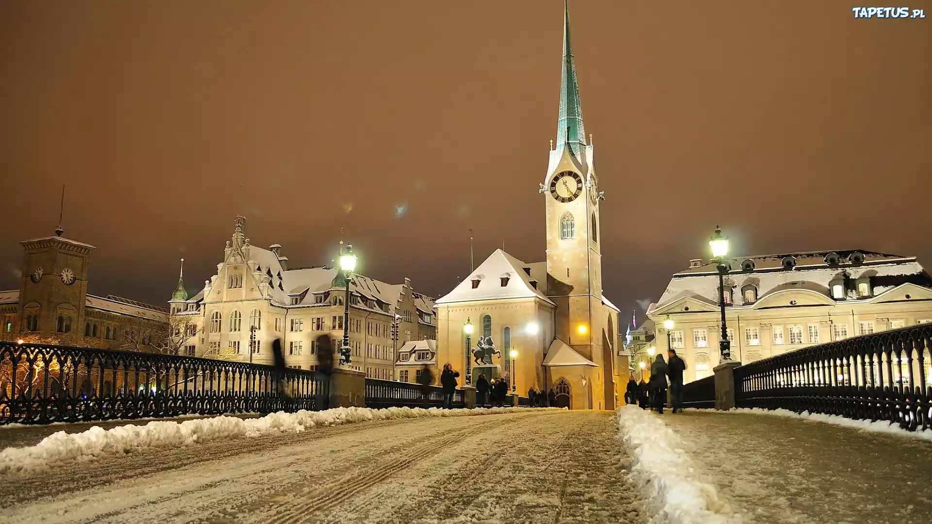 Szwajcaria, Zurich, Zima, Kościół, Most