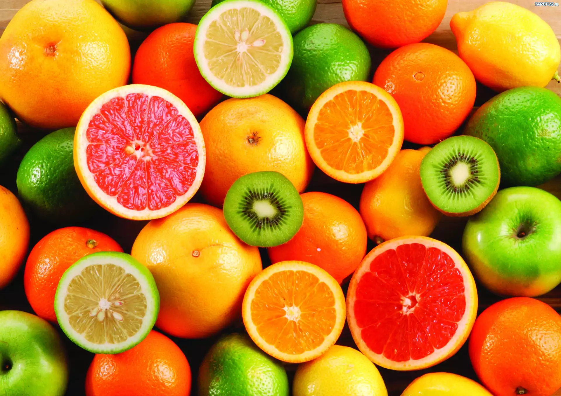 Jabłko, Kiwi, Cytryna, Pomarańcza, Mandarynka, Limonka