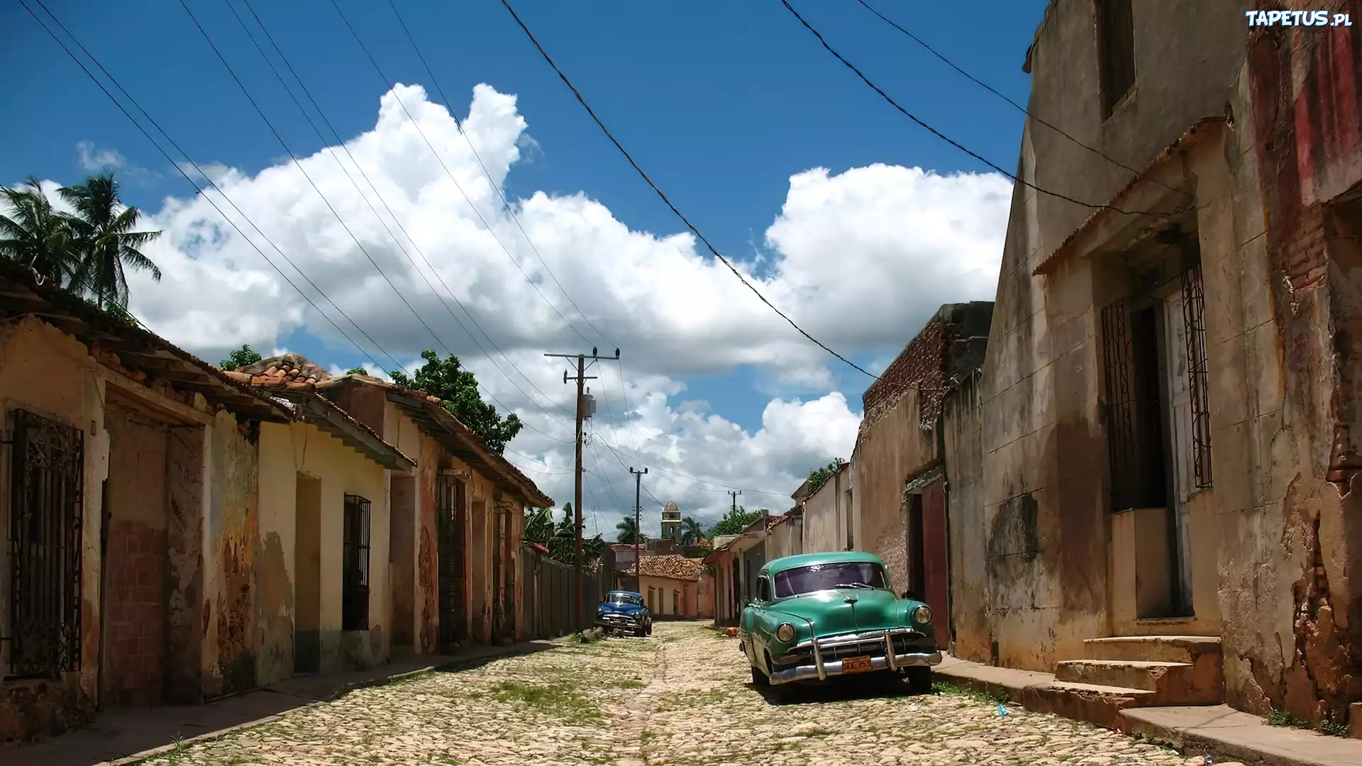 Zabytkowe, Samochody, Ulica, Domy