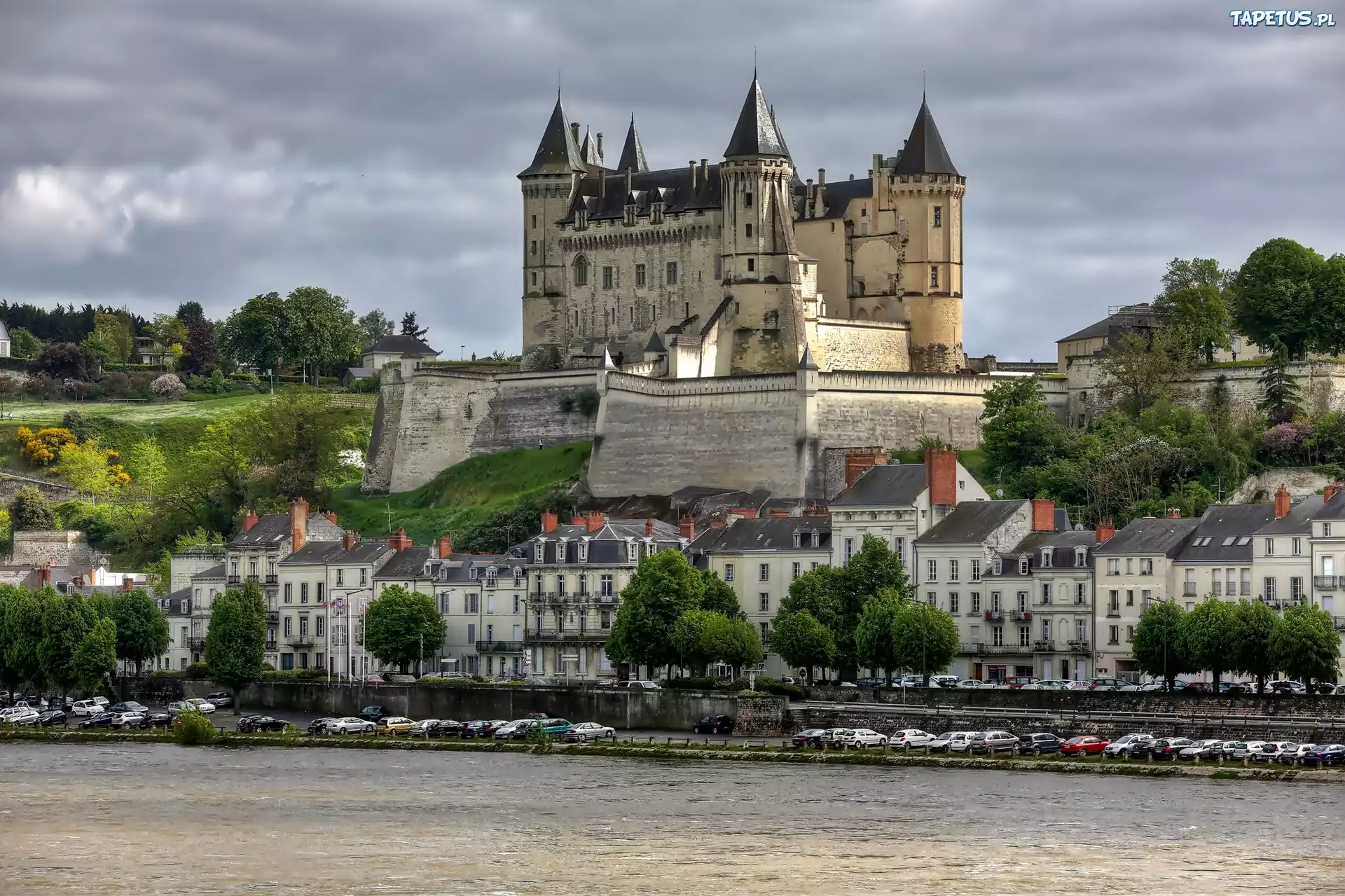 Francja, Maine et Loire, Zamek, Château de Saumur, Rzeka, Loara
