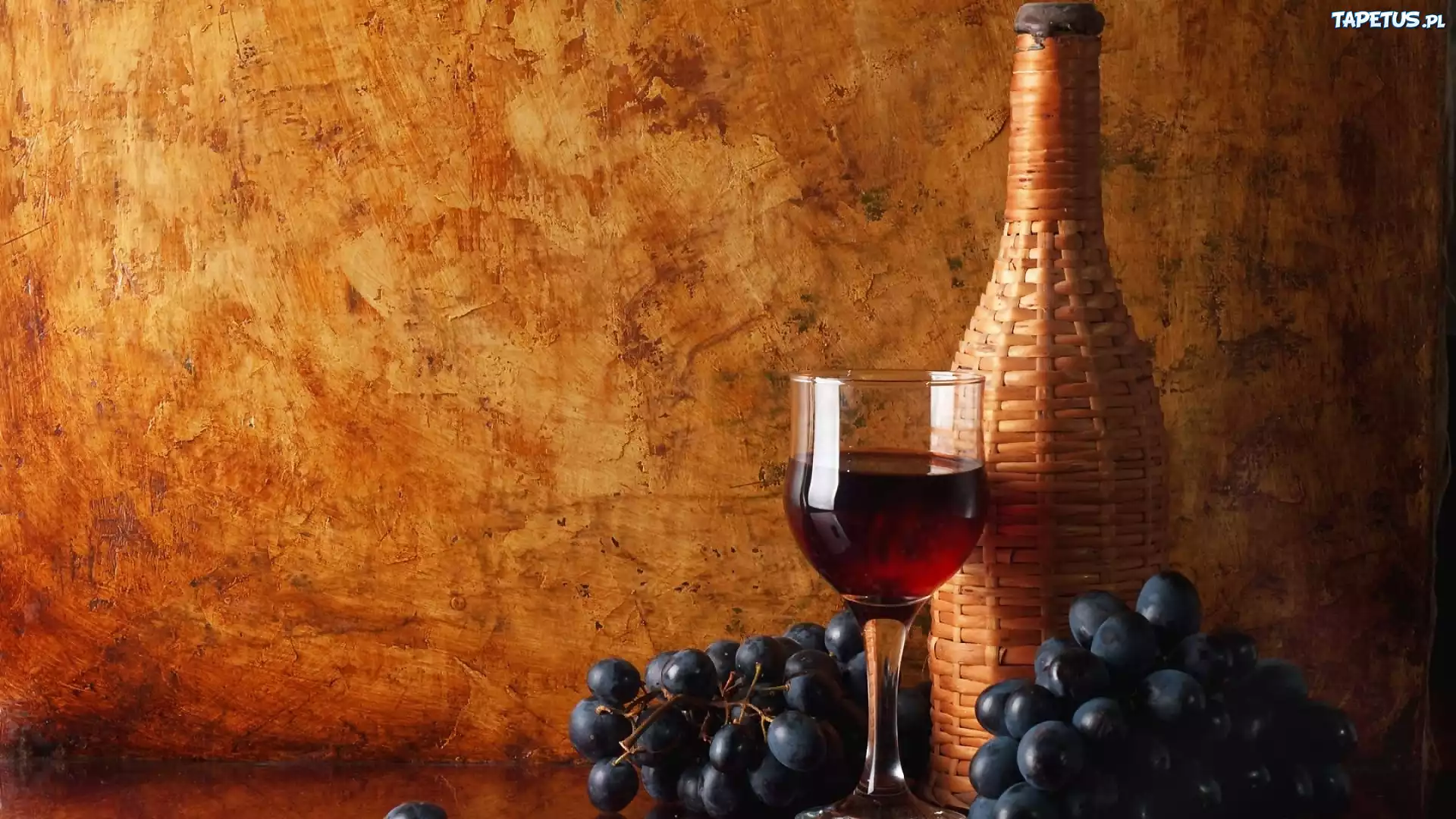 Winogrona, Wino, Butelka, Kieliszek