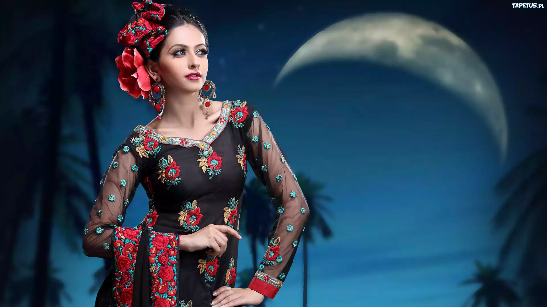 Aamna Sharif, Aktorka, Piękny, Strój, Makijaż, Kolczyki, Księżyc