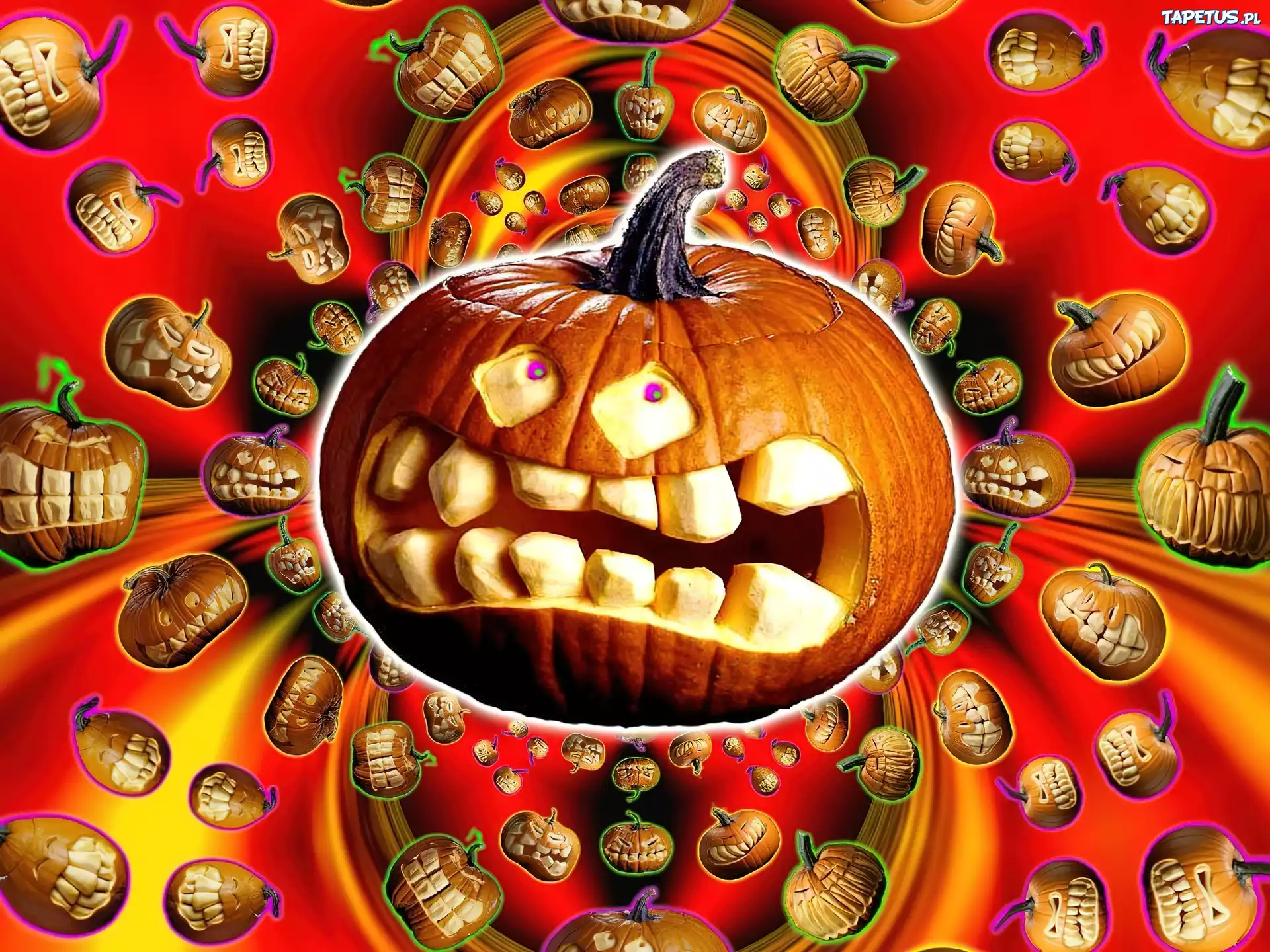 Halloween,dynia z zębami