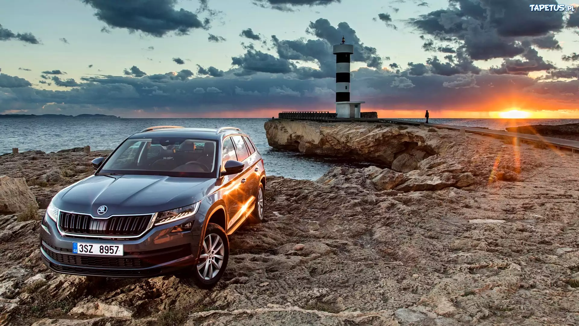 Skoda Kodiaq, Morze, Latarnia, Morska, Zachód słońca