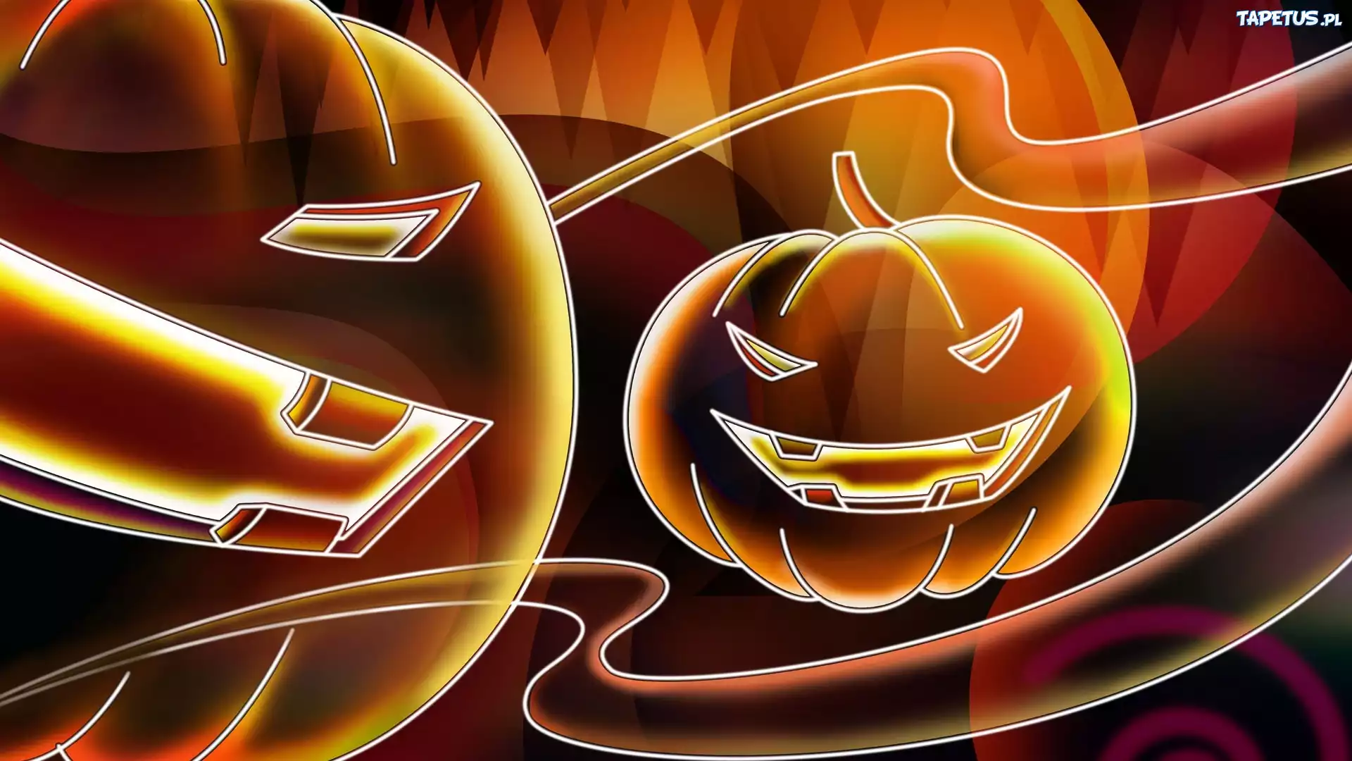 Neonowe, Uśmiechnięte, Dynie, Halloween