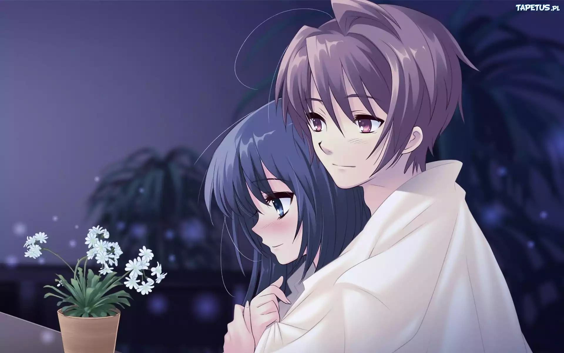 Manga Anime, Para, Zakochani, Kwiaty