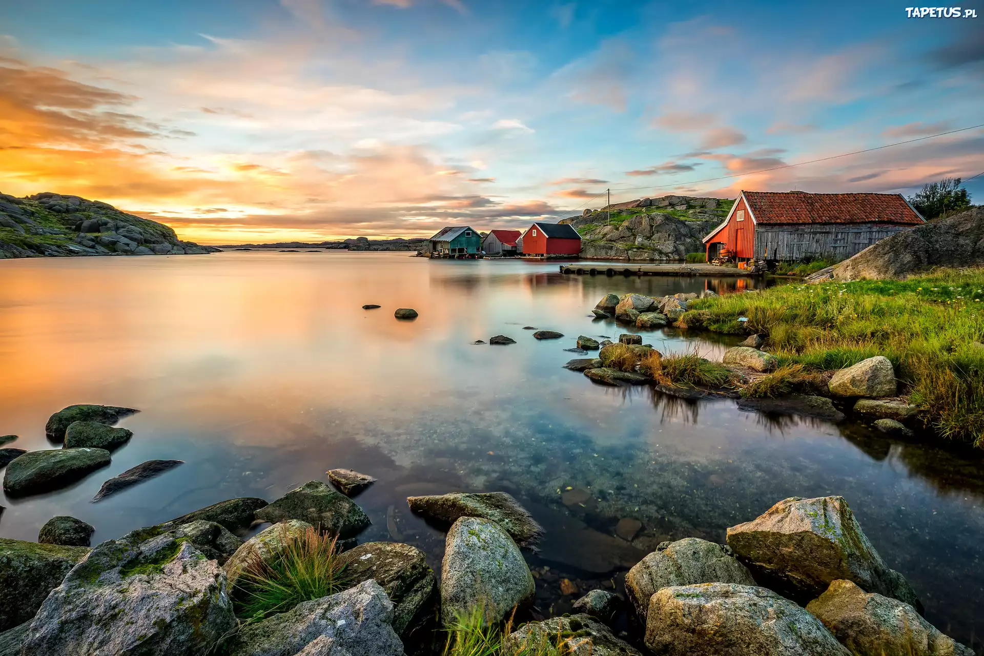 Norwegia, Egersund, Domy, Morze Północne, Kamienie