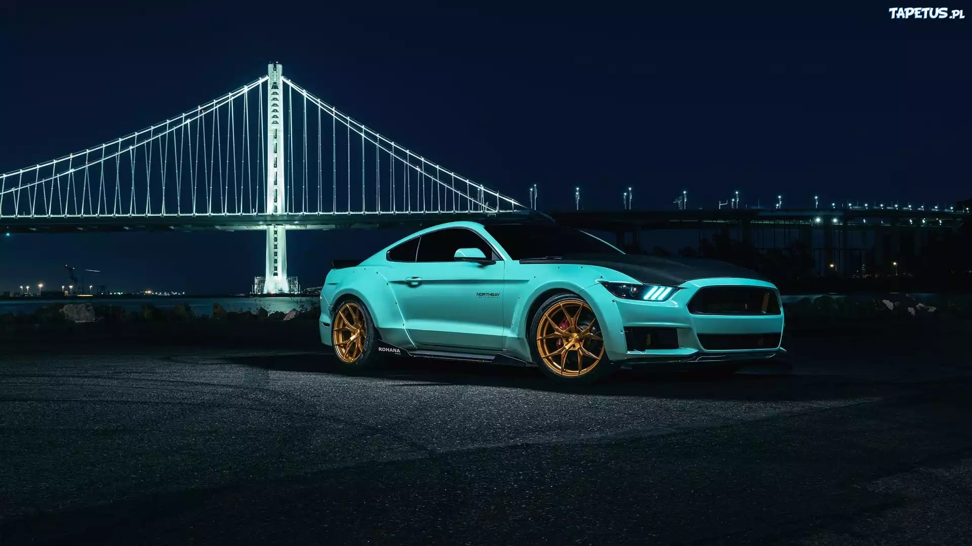 Ford Mustang EcoBoost, Tiffany Blue, 2015, Most, Golden Gate Bridge, San Francisco