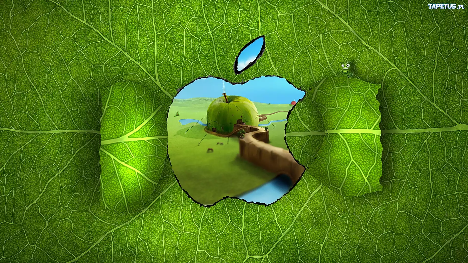 Zielone, Logo, Apple, 3D