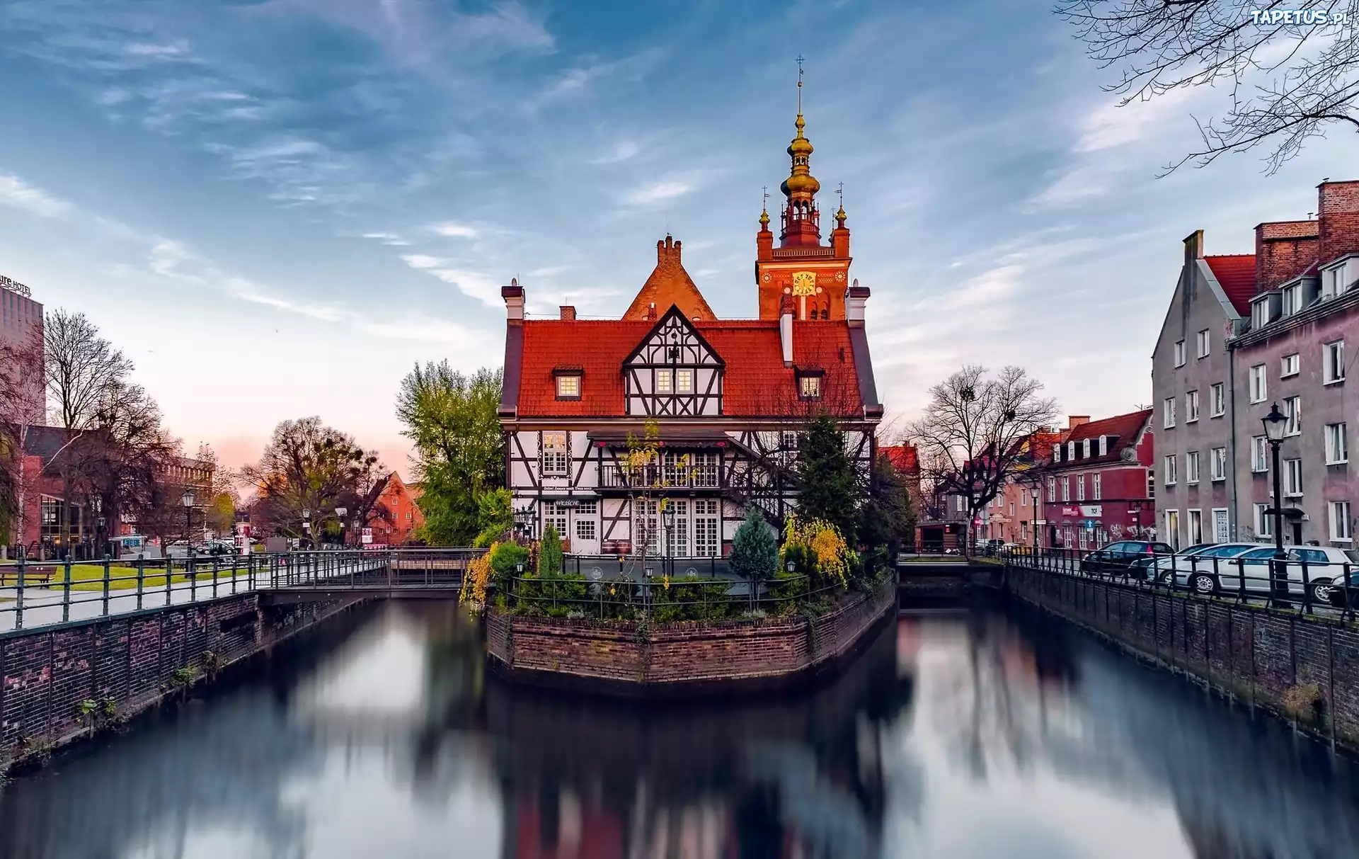 Polska, Gdańsk, Domy, Kanał Raduni, Miasto