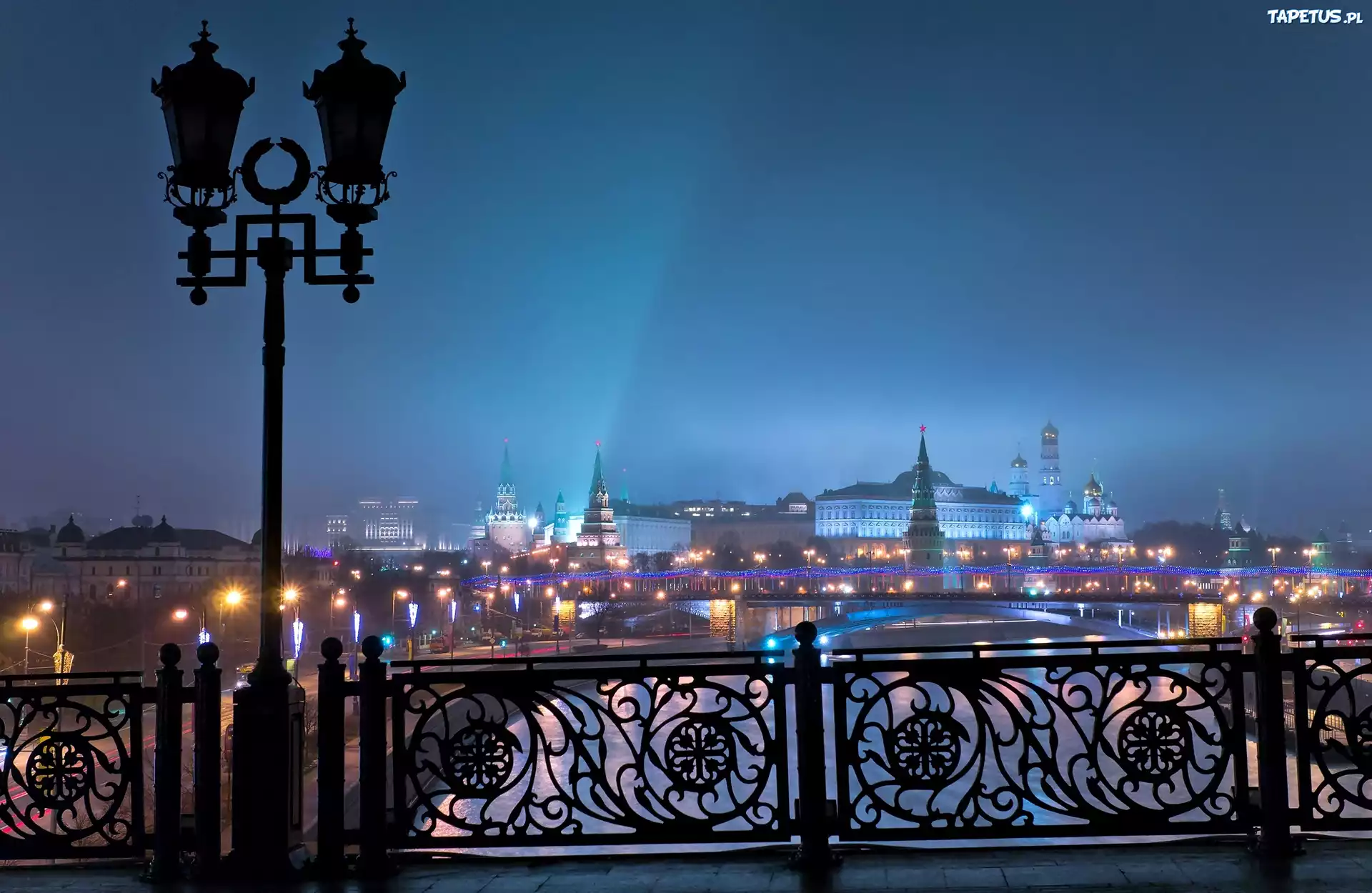 Moskwa, Miasto, Nocą, Latarnia