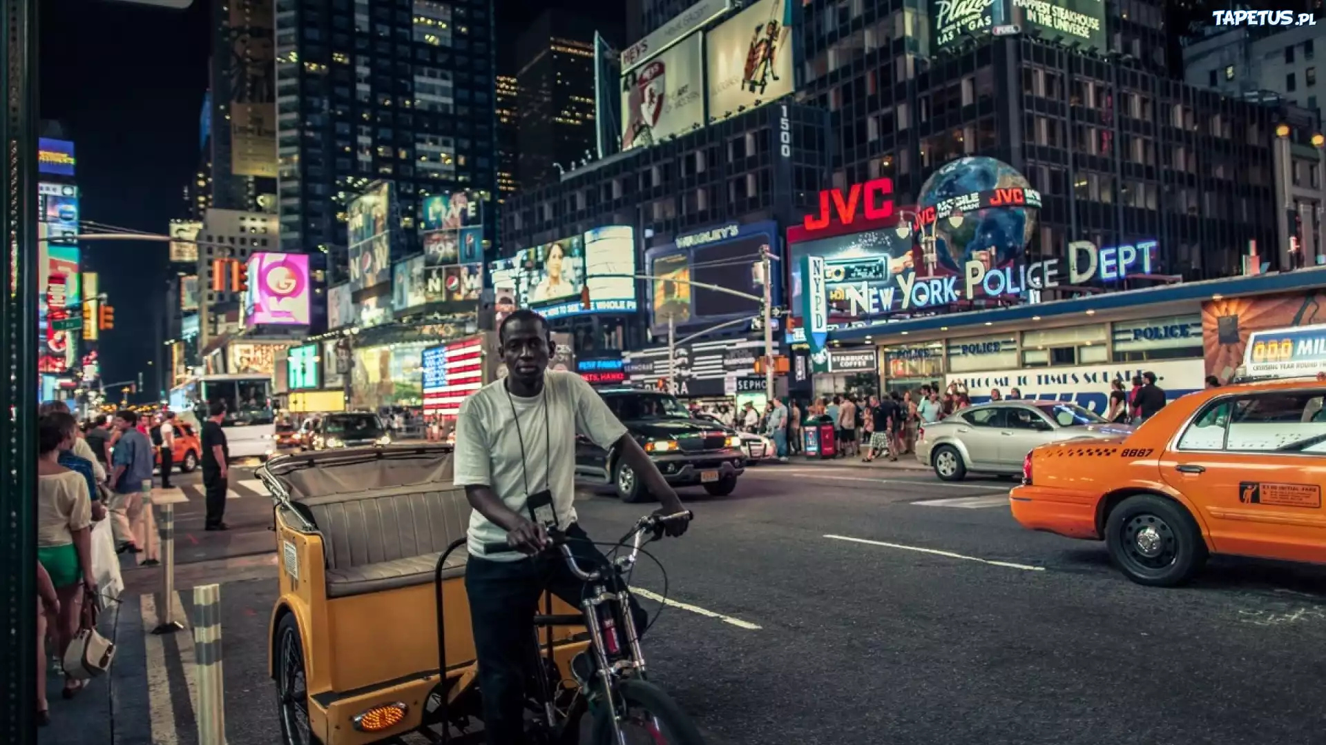 Stany Zjednoczone, Nowy Jork, Times Square, Ludzie, Miasto nocą