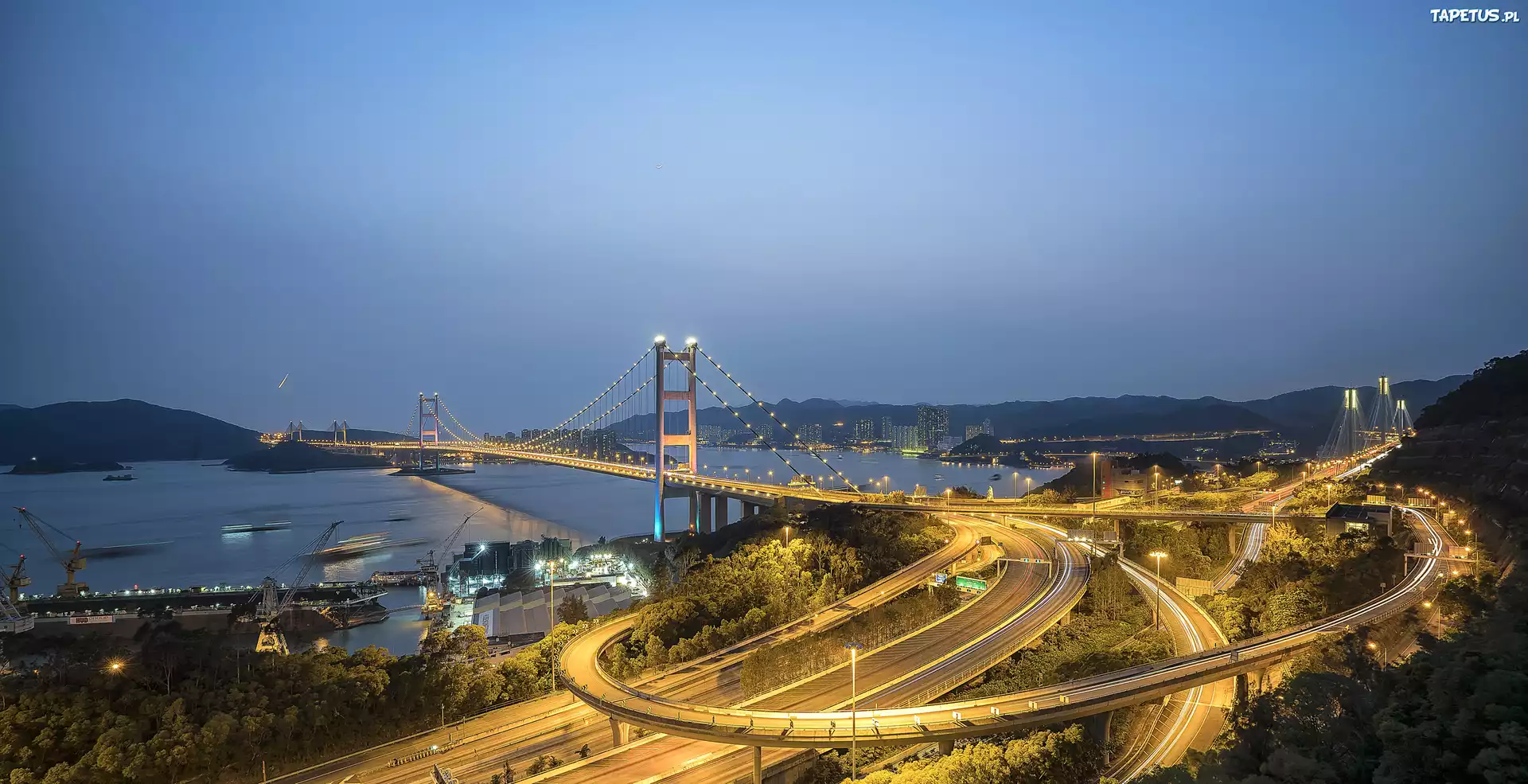 Chiny, Hongkong, Kanał Ma Wan, Most Tsing Ma, Droga
