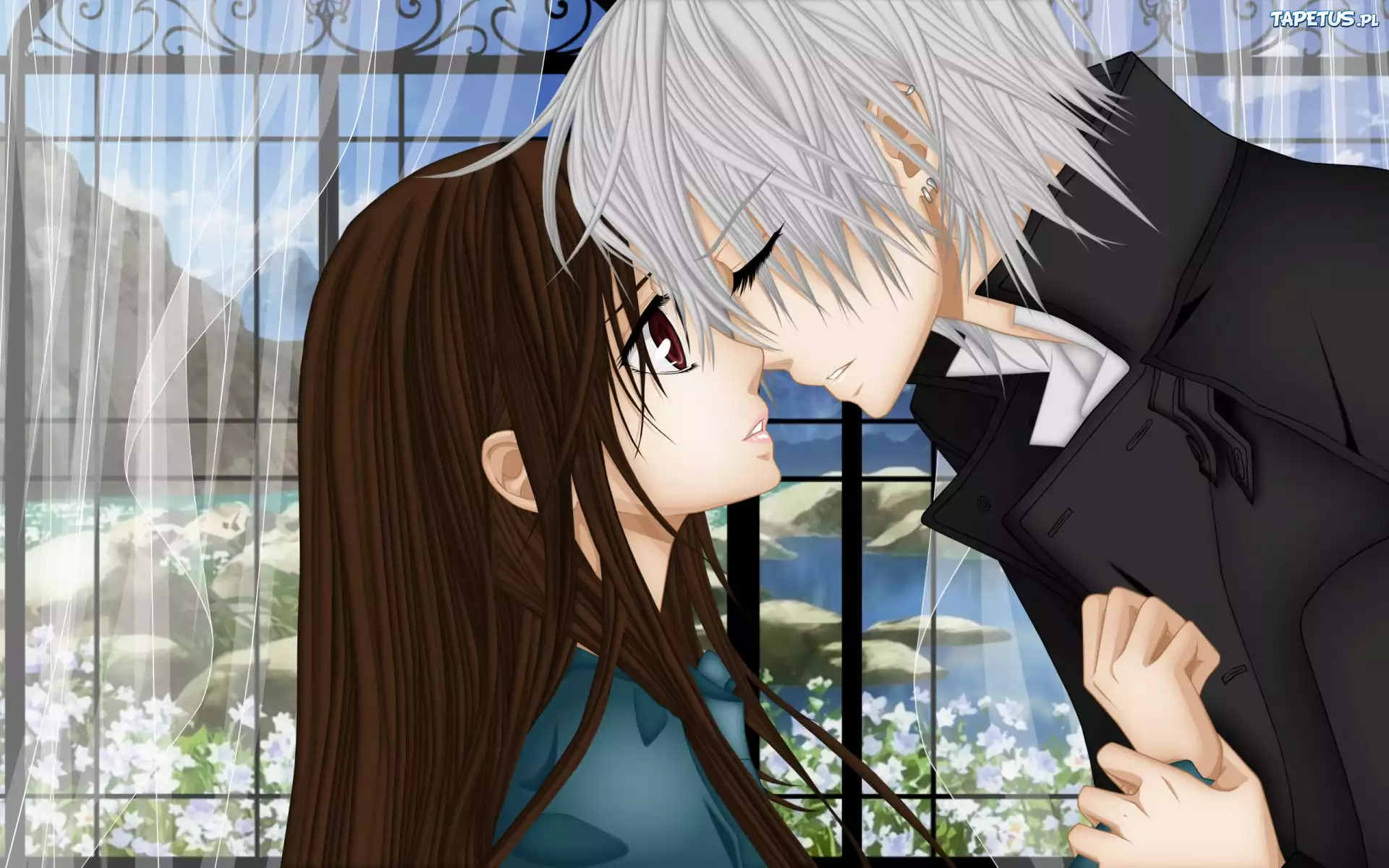 Vampire Knight, Yuuki, Zero Kiryuu, Miłosne, Zakochani, Okno