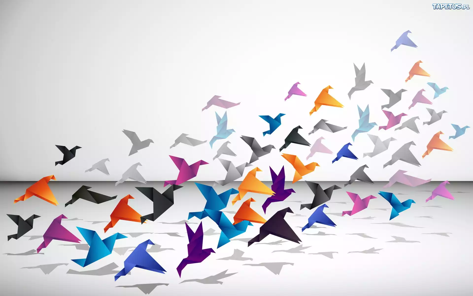 Kolorowe, Ptaki, Origami