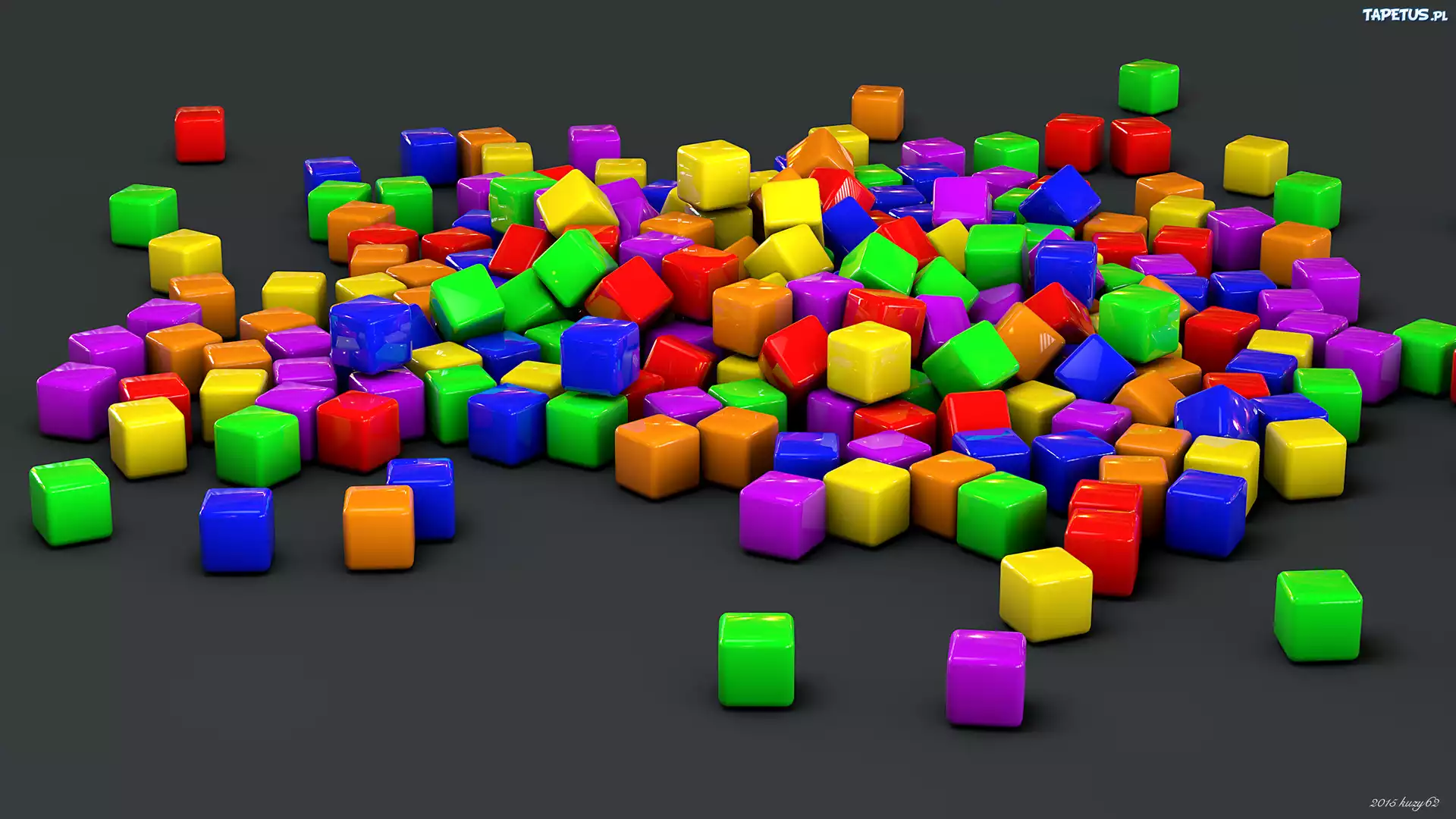 Grafika 3D, Wektorowa, Kostki, Kolory