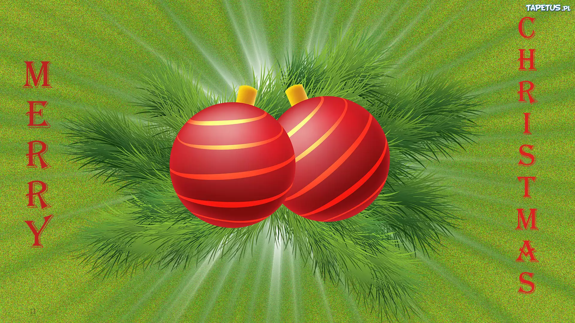 Świąteczne, Boże Narodzenie, Czerwone, Bombki, Napis, Merry Christmas
