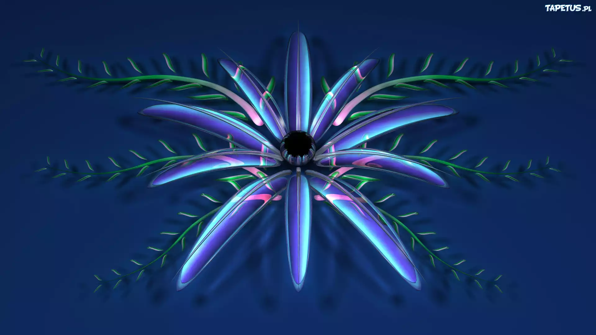 Grafika 3D, Niebieski, Kwiat
