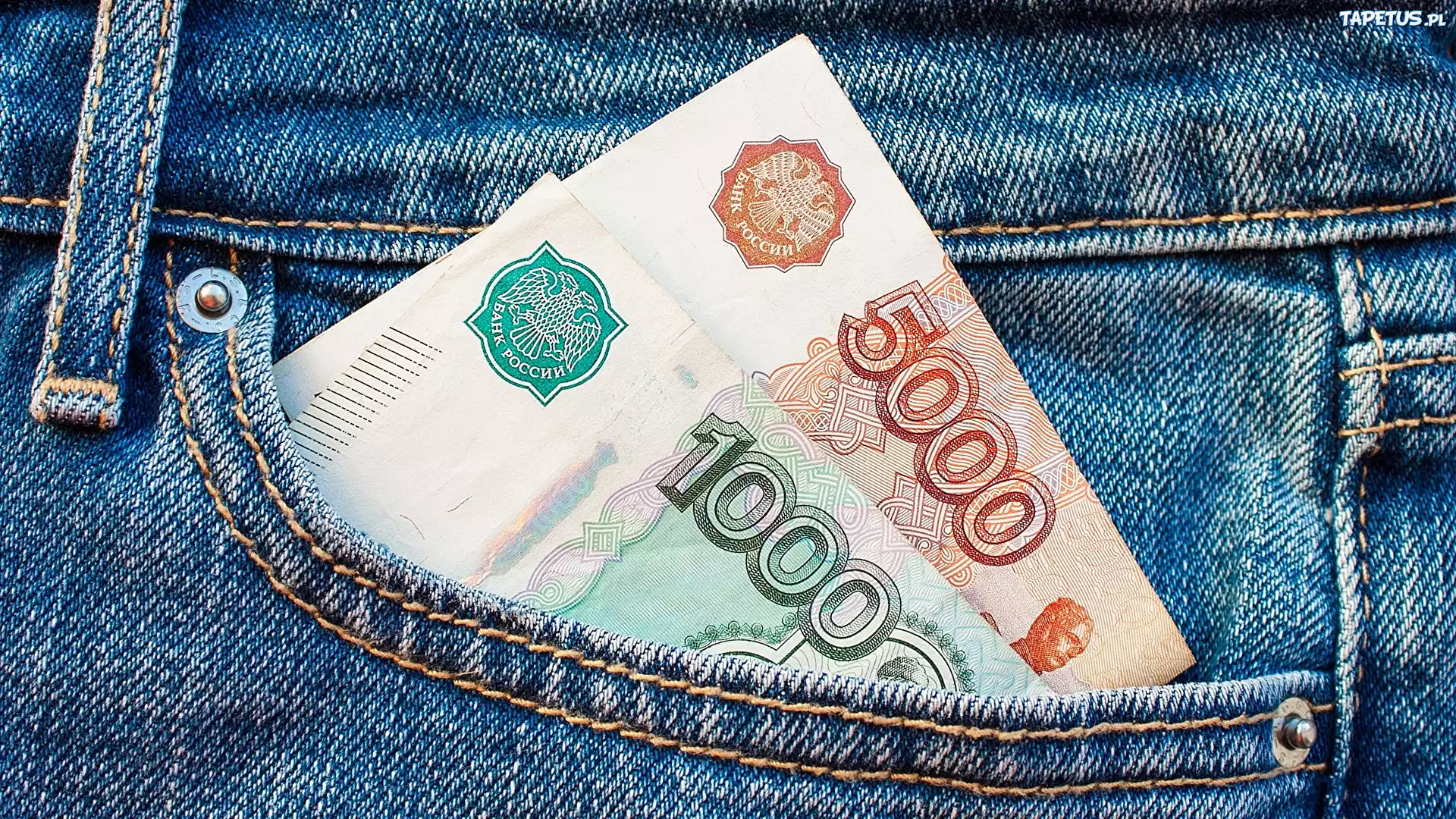Pieniądze, Ruble, Kieszeń, Dżinsy