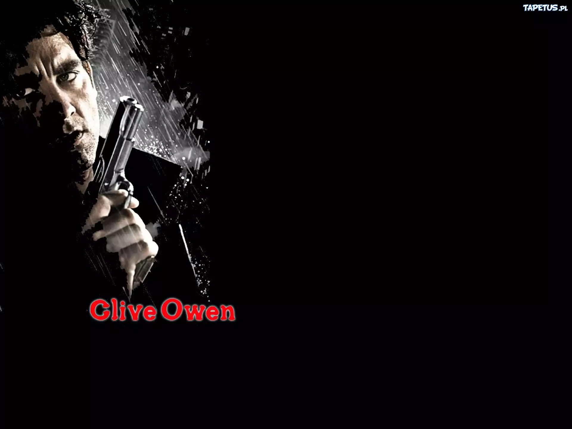 Clive Owen, pistolet, deszcz
