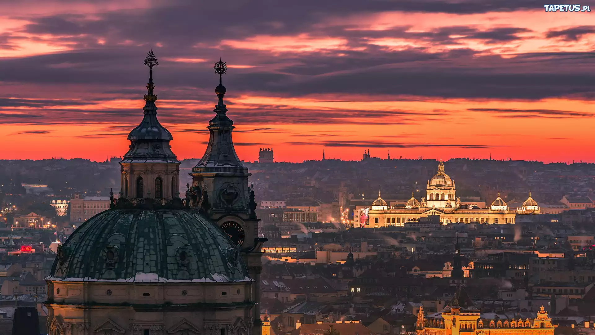 Praga, Katedra, Zachód słońca, Czechy