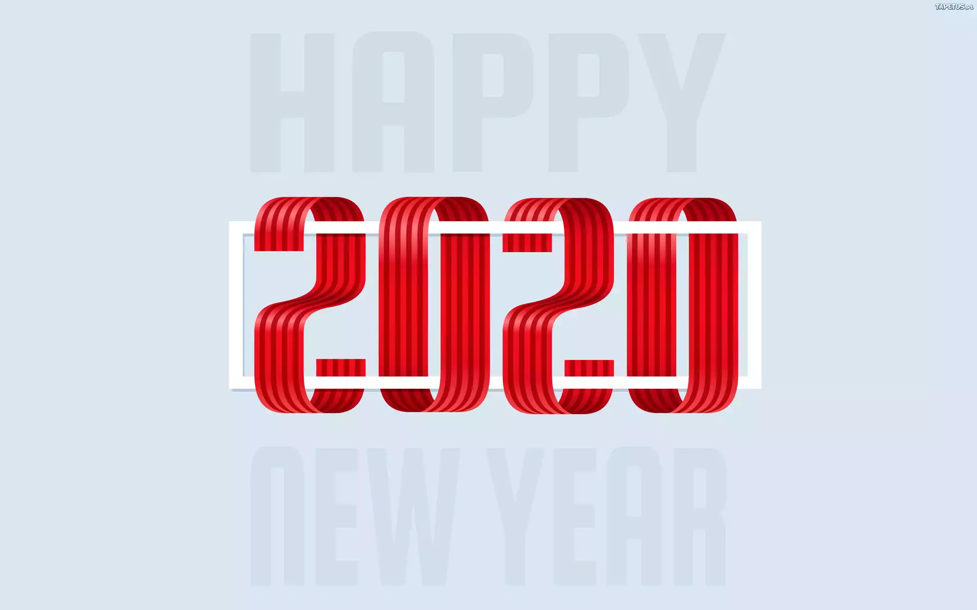 Grafika, Nowy Rok, 2020, Czerwone, Cyfry
