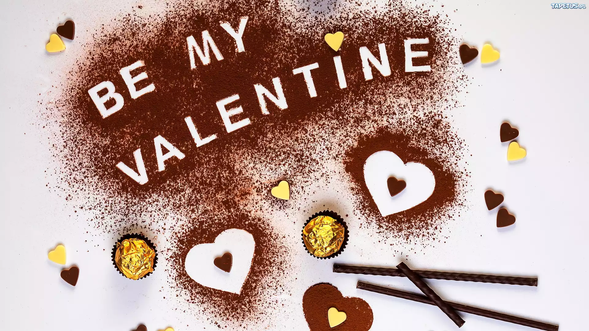 Rozsypane, Kakao, Napis, Be My Walentine, Serduszka, Pralinki, Jasne, T?o, Walentynki