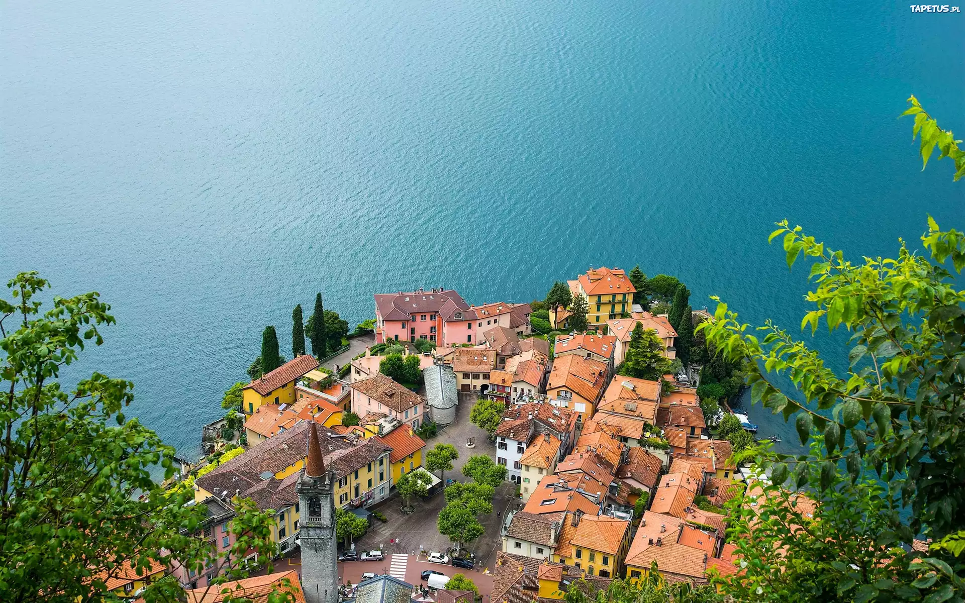 W?ochy, Jezioro Como, Miasteczko, Varenna, Domy