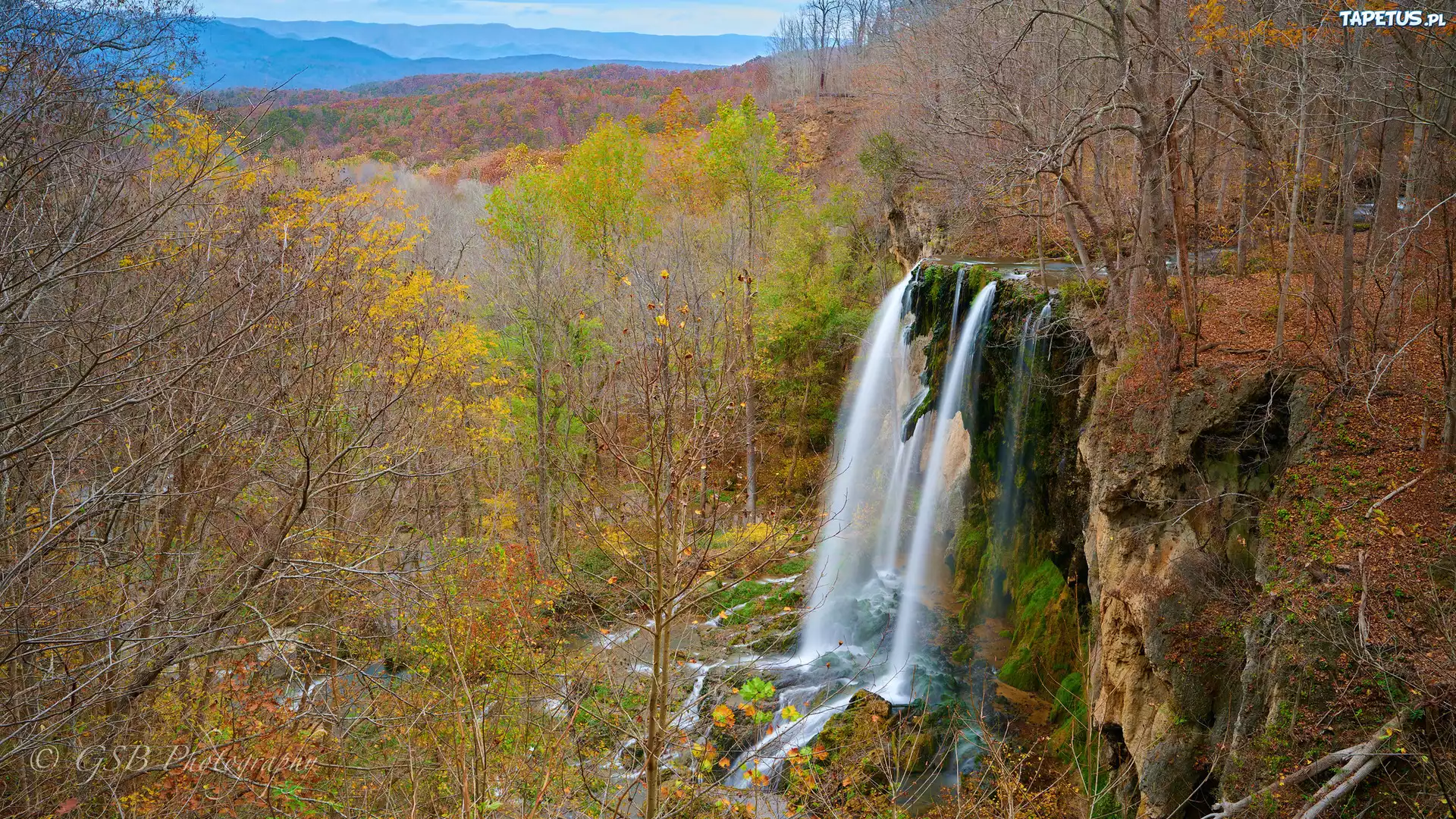 Wodospad, Falling Spring Falls, Ska?y, G?ry, Drzewa, Stan Wirginia, Stany Zjednoczone