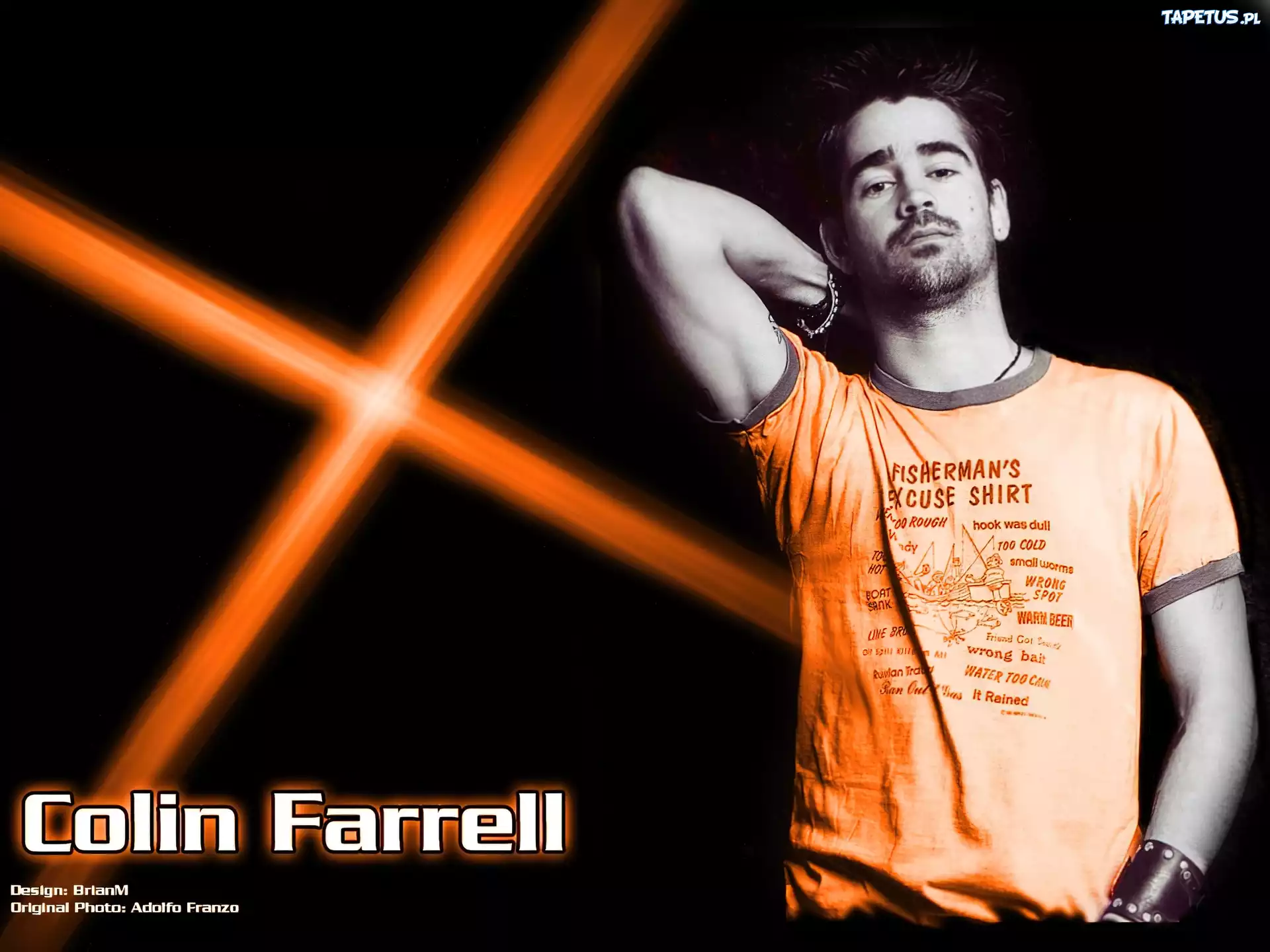 Colin Farrell,t-shirt, napisy