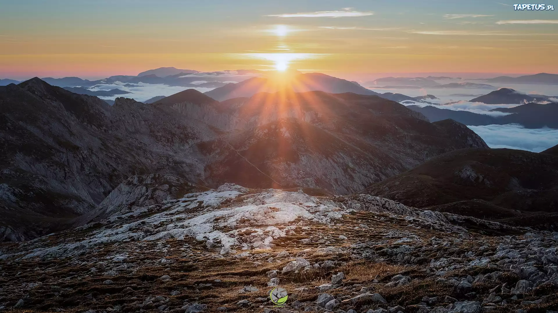 Wschód słońca, Góry, Pasmo górskie, Hochschwabgruppe, Alpy Styryjsko-Dolnoaustriackie, Austria
