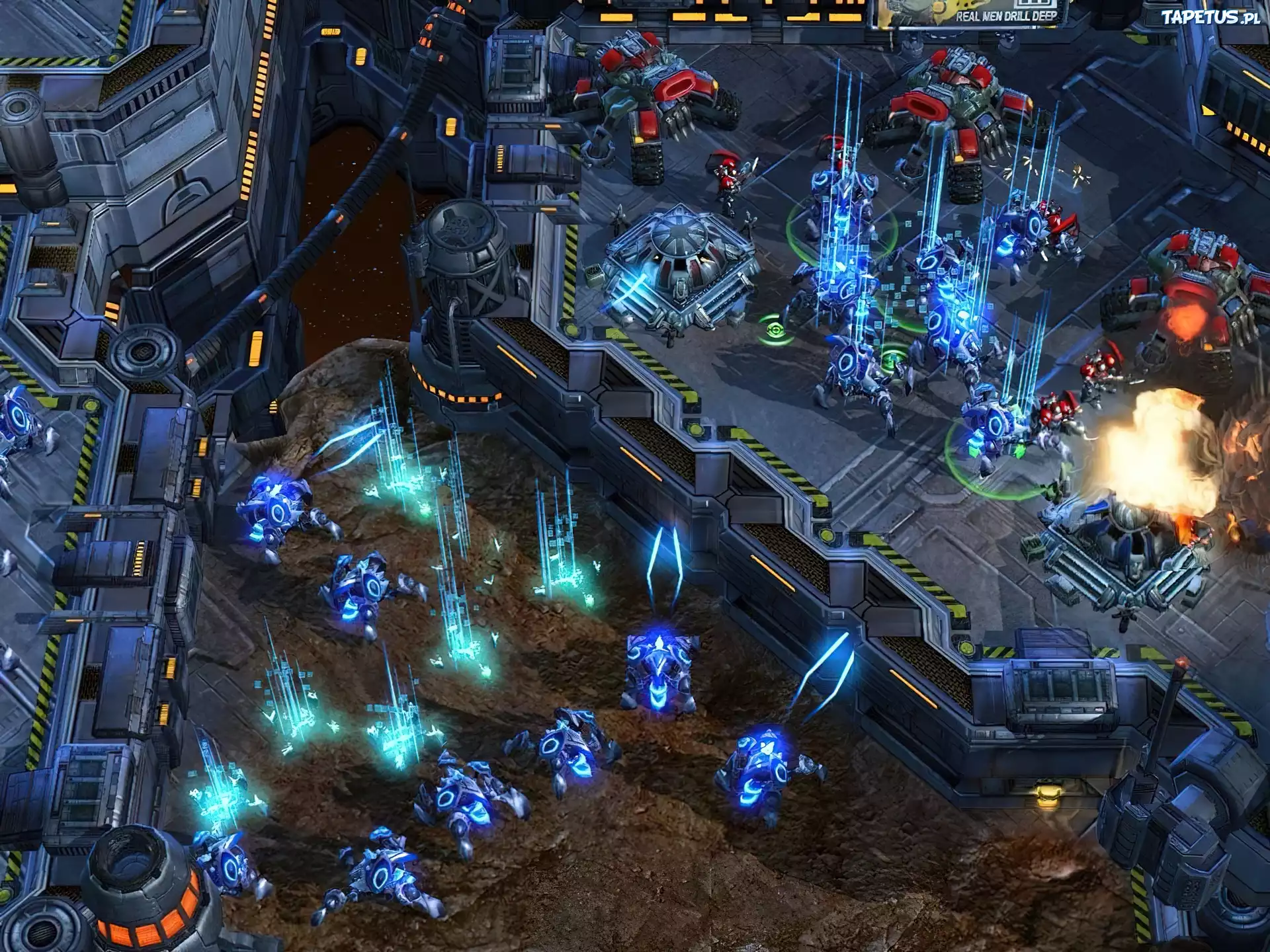 Starcraft 2, miasto, roboty, laser