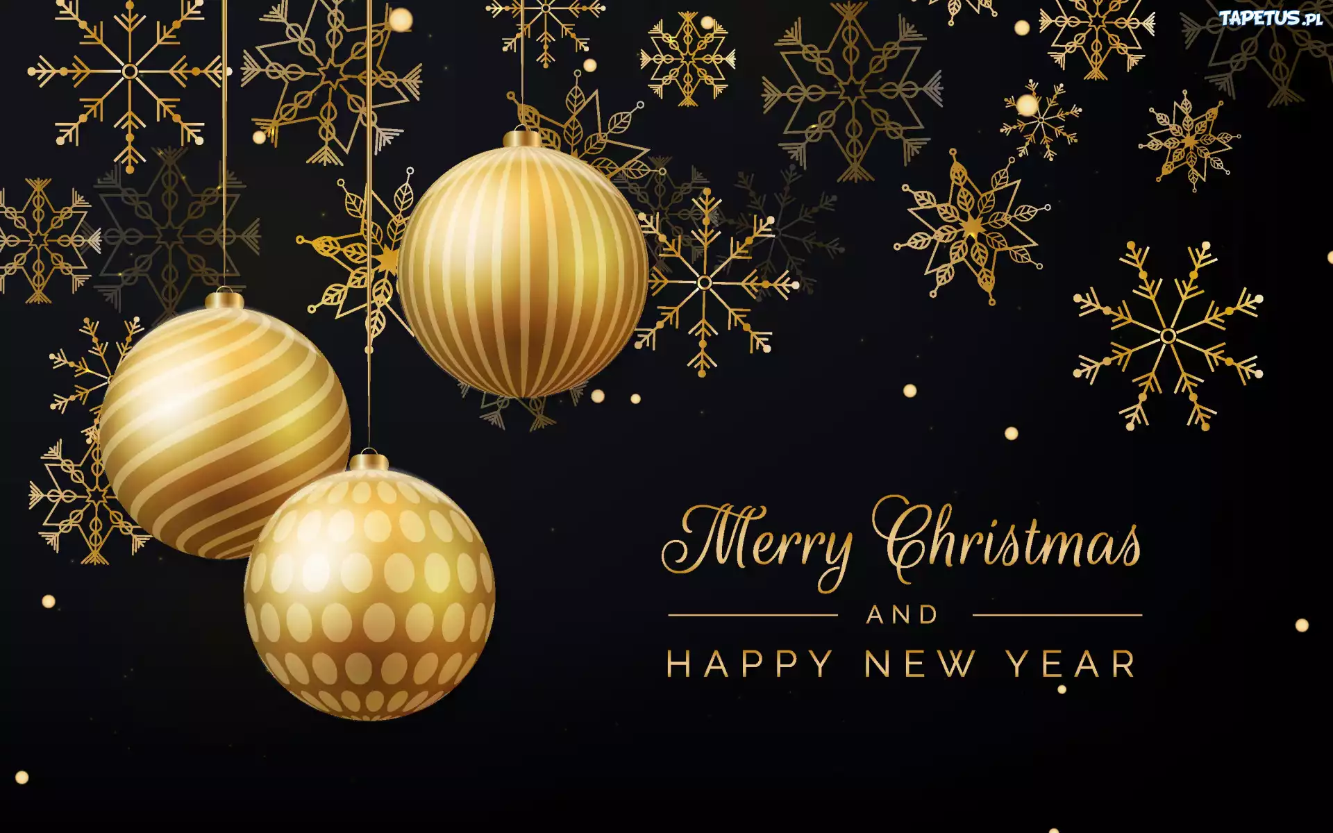 Napis, Życzenia, Merry Christmas and Happy New Year, Czarne tło
