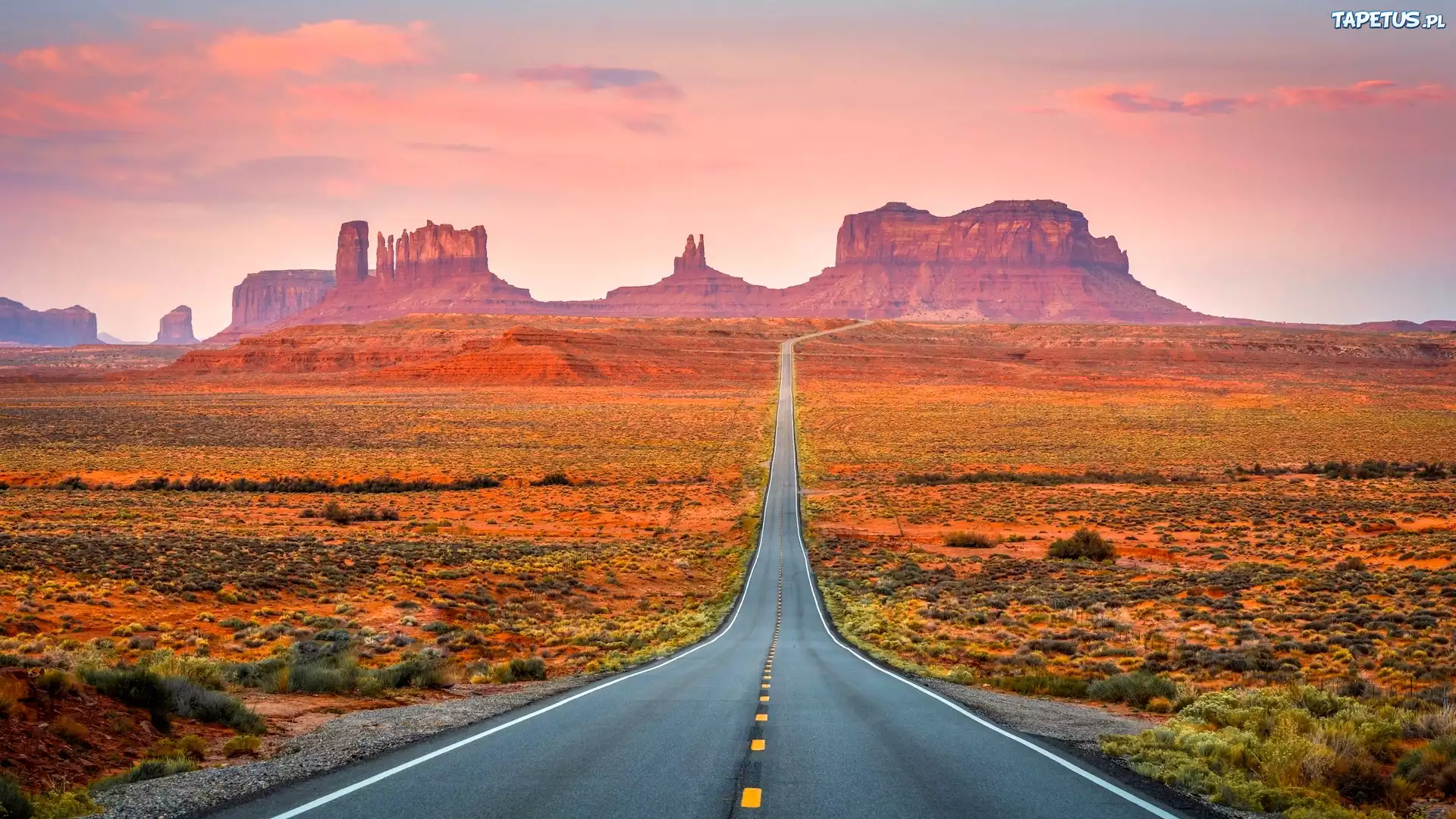 Droga, Jesień, Skały, Monument Valley, Dolina Pomników, Wyżyna Colorado, Stan Utah, Stany Zjednoczone