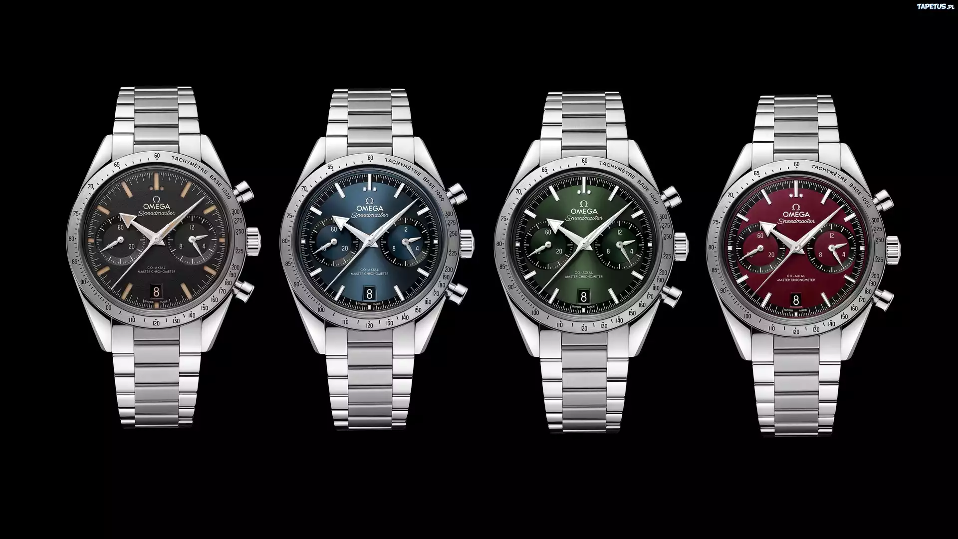 Zegary, Cztery, Omega Speedmaster, Czarne, Tło