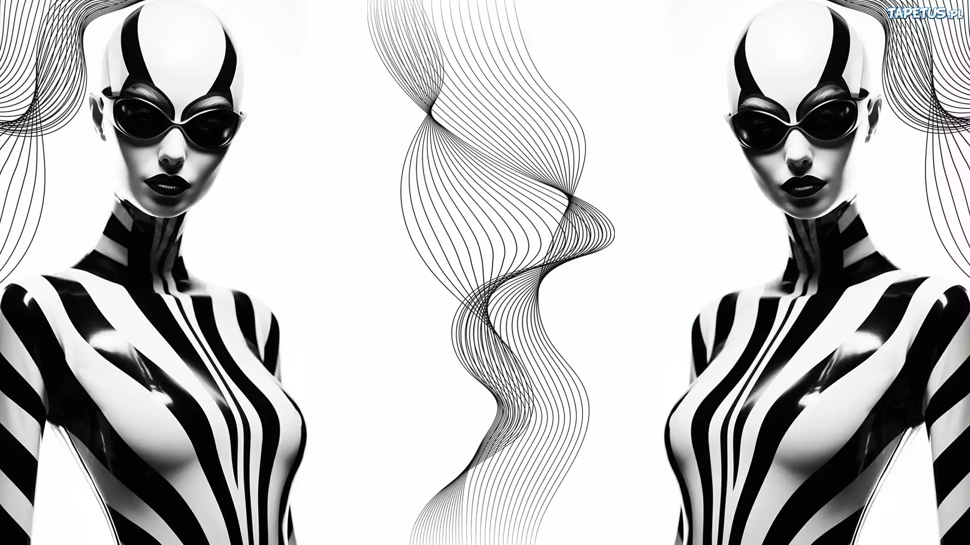 Kobiety, Modelki, Czarno-białe, Grafika