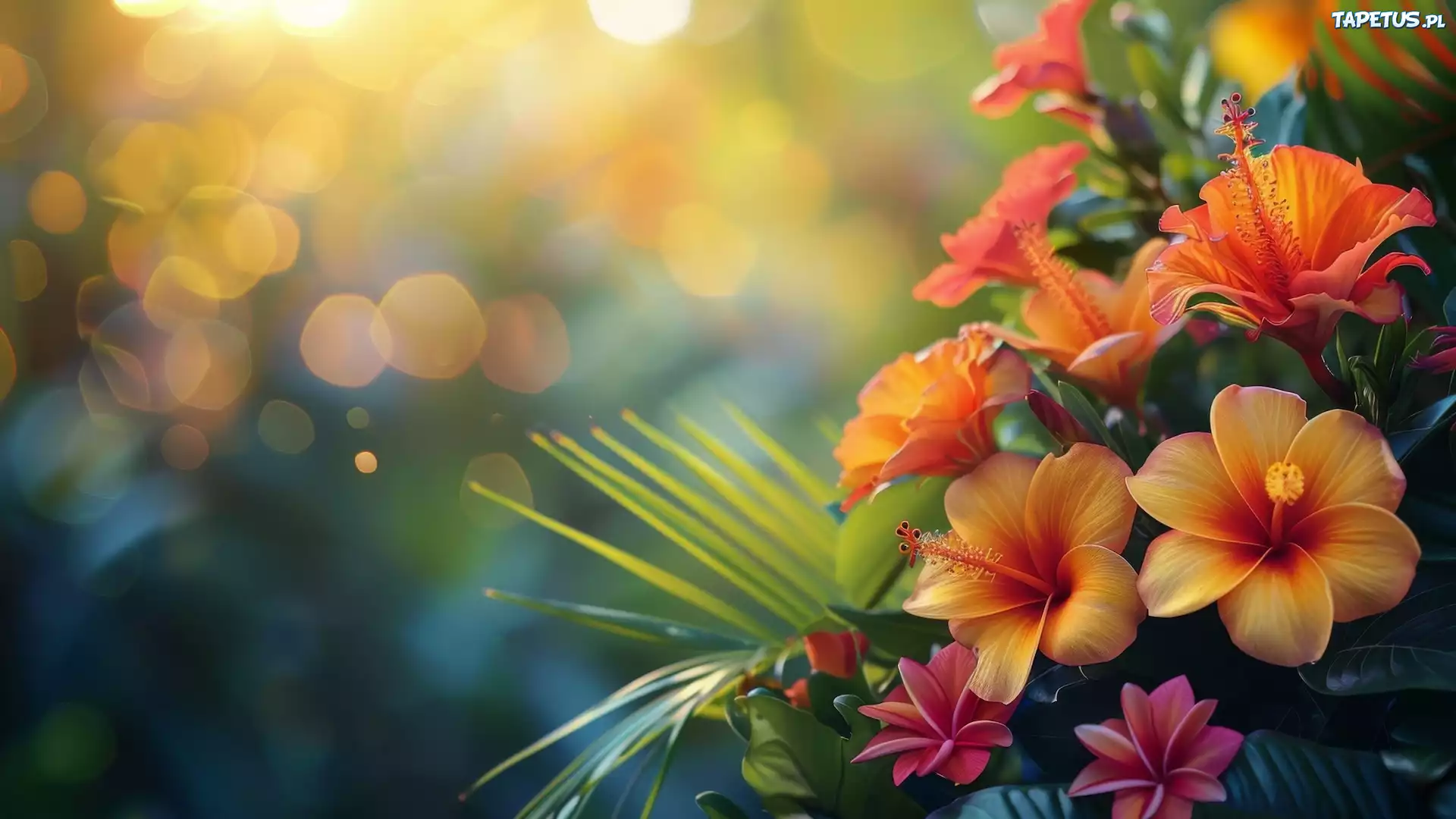 Kwiaty, Kolorowe, Hibiskus, Rozmyte, Tło