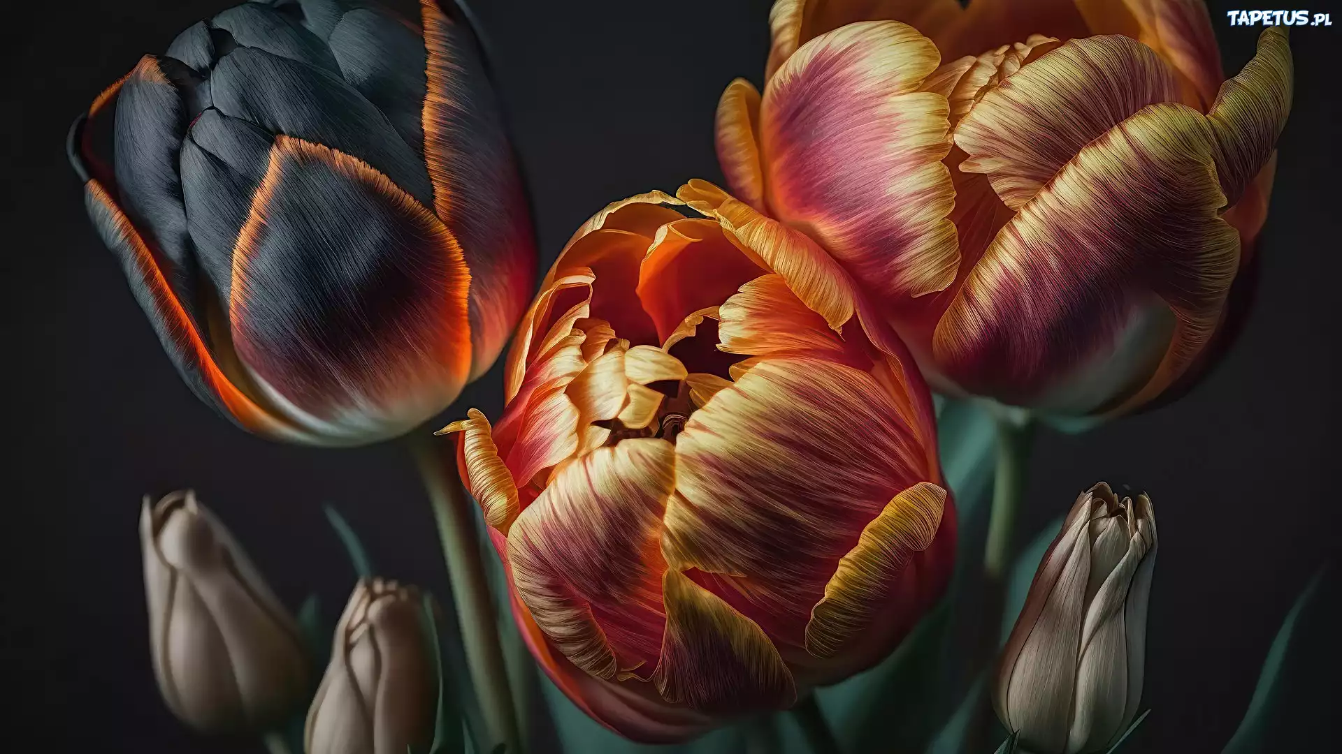 Kwiaty, Wielokolorowe, Tulipany
