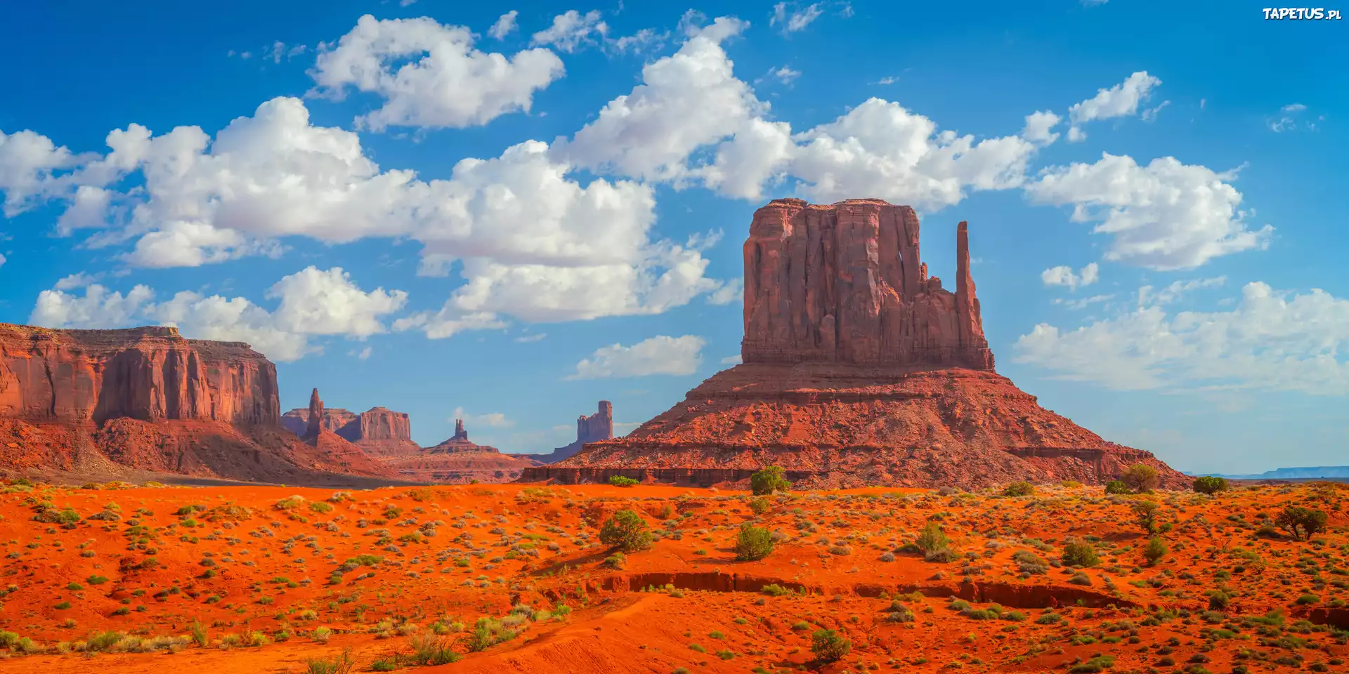 Stany Zjednoczone, Wyżyna Kolorado, Arizona, Formacje, Skały, Region Monument Valley, Dolina Pomników, Niebo
