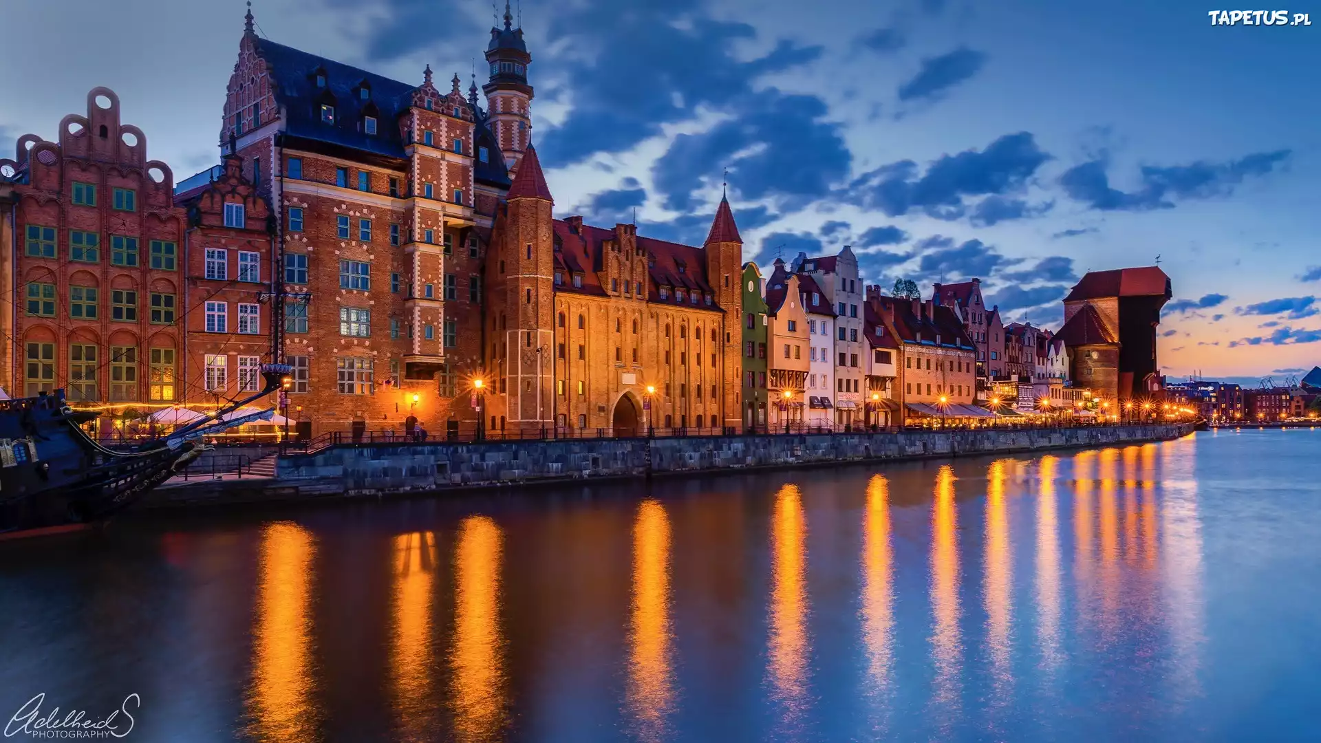 Miasto, Gdańsk, Kamienice, Rzeka, Motława, Polska