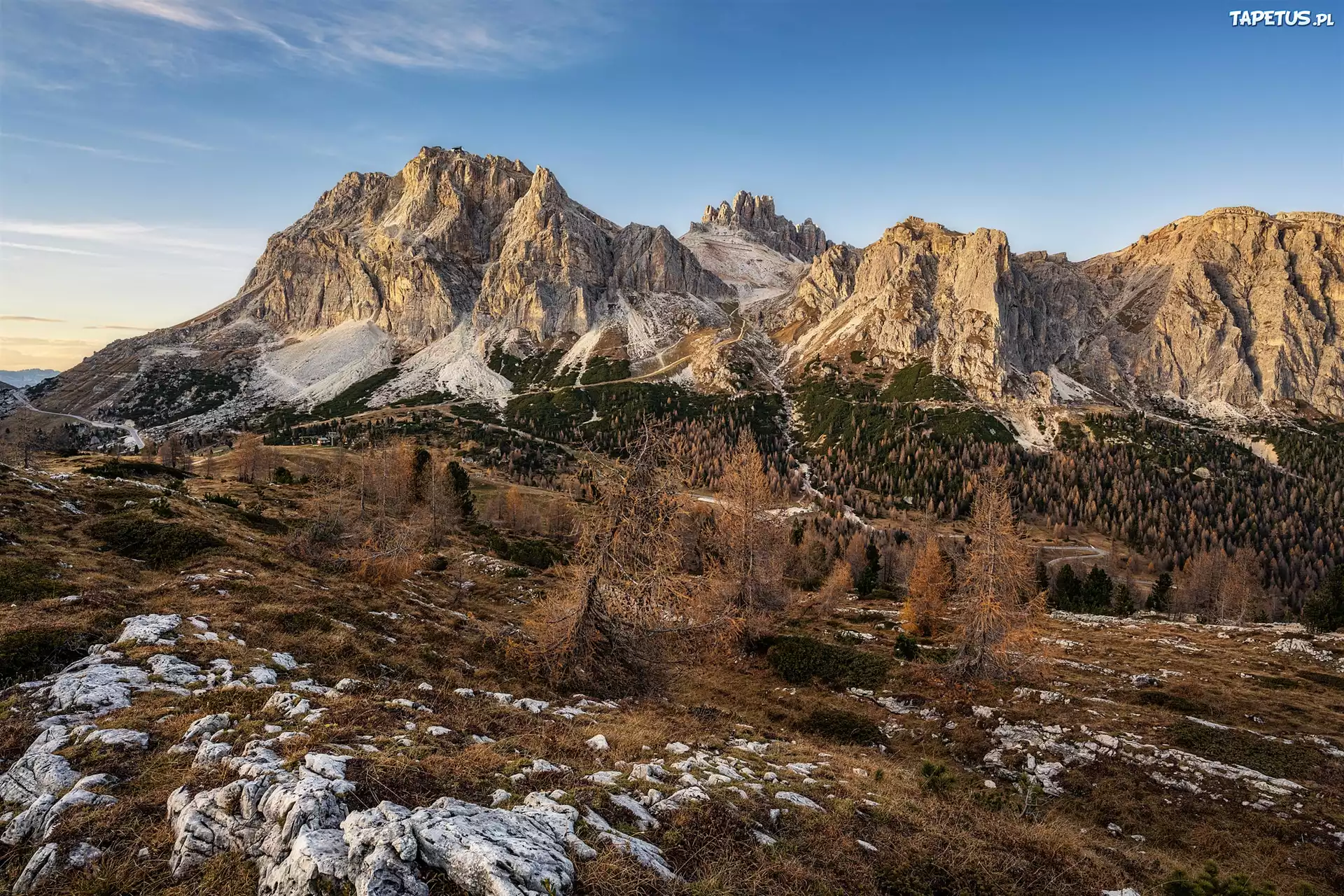 Jesień, Góry, Dolomity, Szczyt Lagazuoi, Włochy