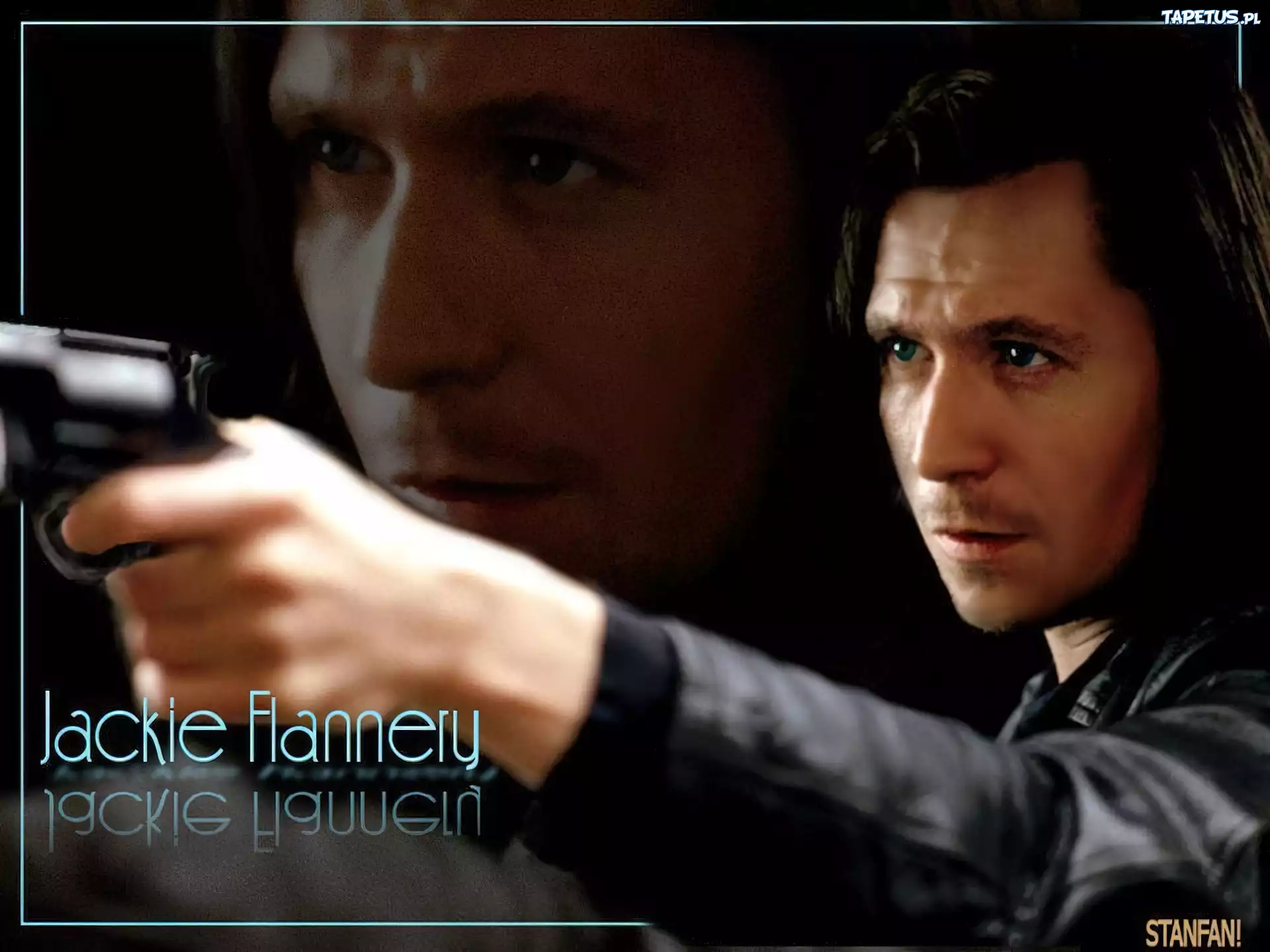 Gary Oldman,pistolet, niebieskie oczy