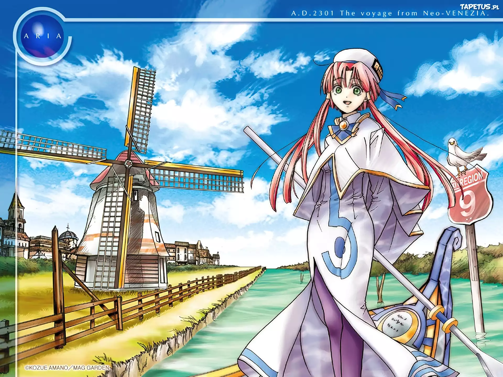 Aria, kobieta, wiatrak