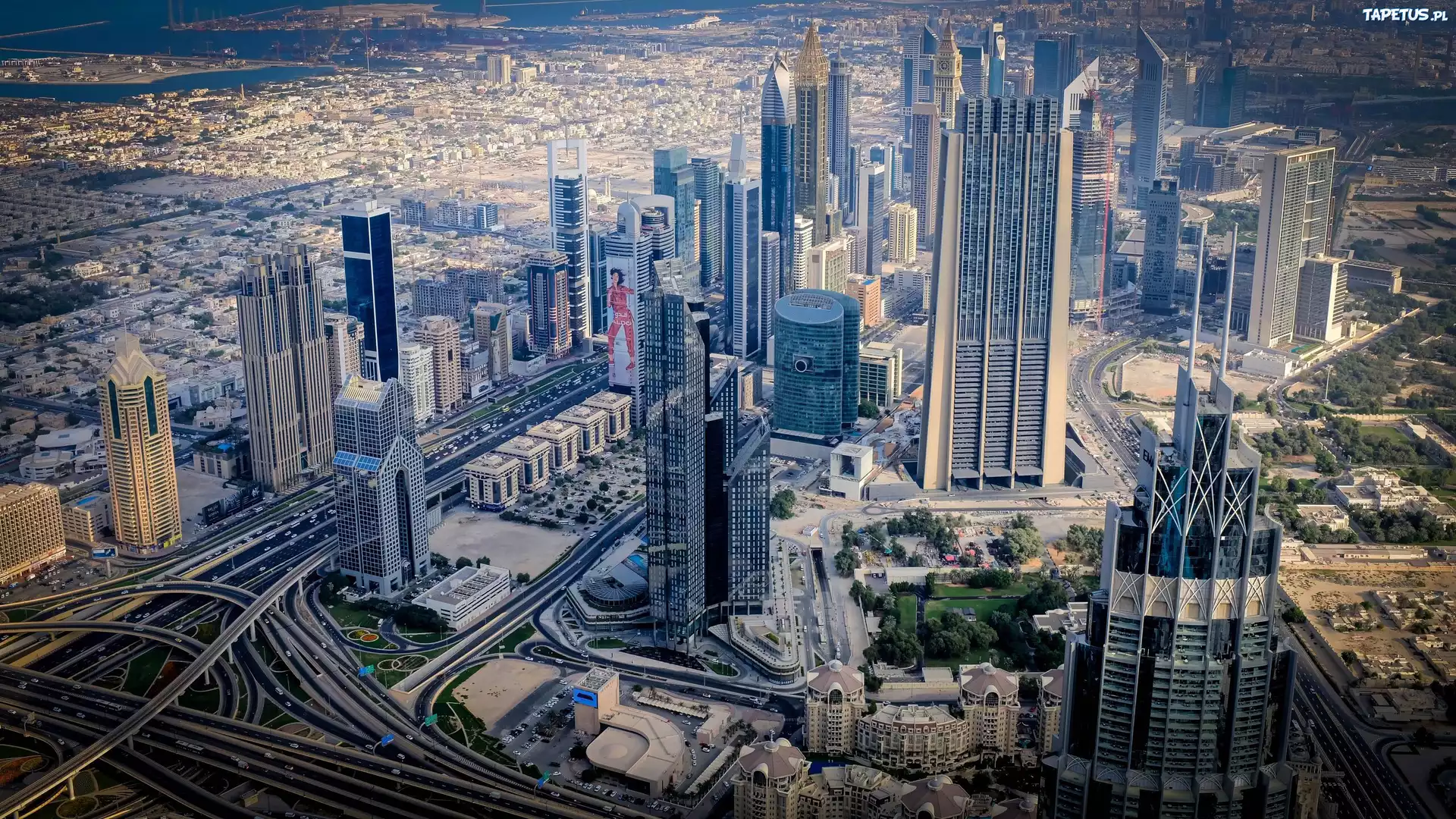 Drapacze chmur, Drogi, Budynki, Miasto, Dubaj, Zjednoczone Emiraty Arabskie