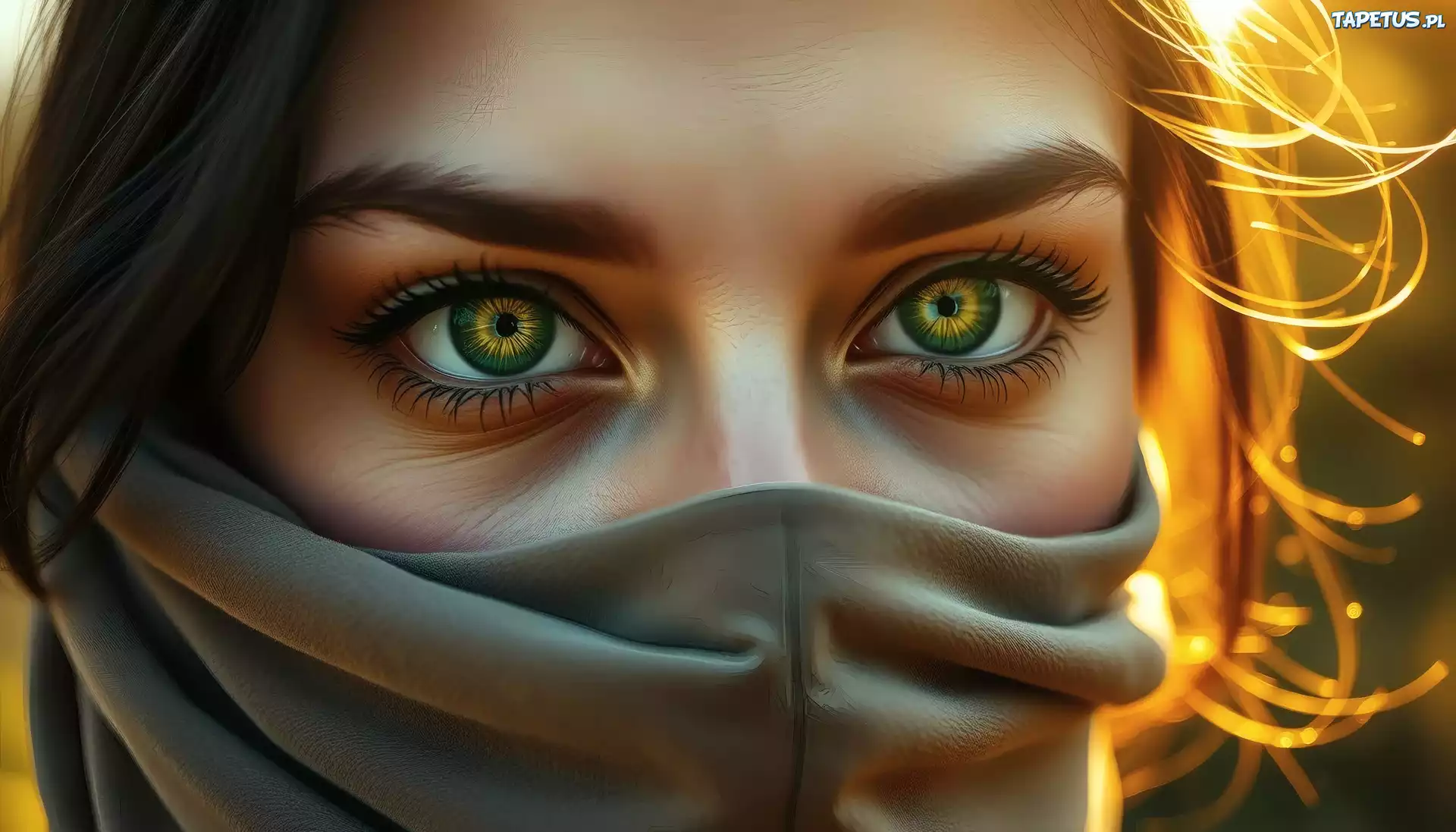 Portret, Dziewczyna, Twarz, Zakryta, Maska, Oczy